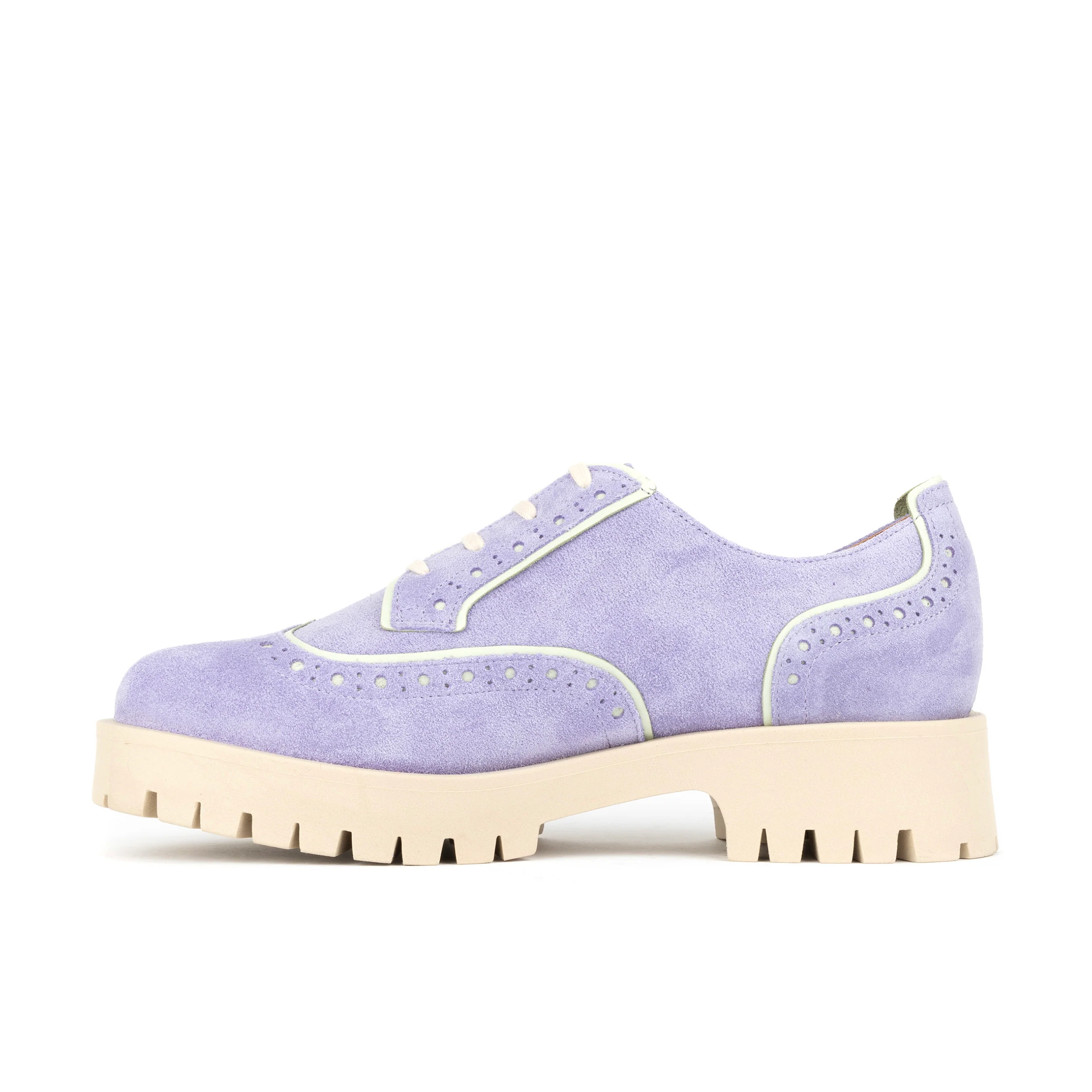 Artisan - Lavender - Women's Suede Lace-up Shoe with Brogue Detailing - Image 3