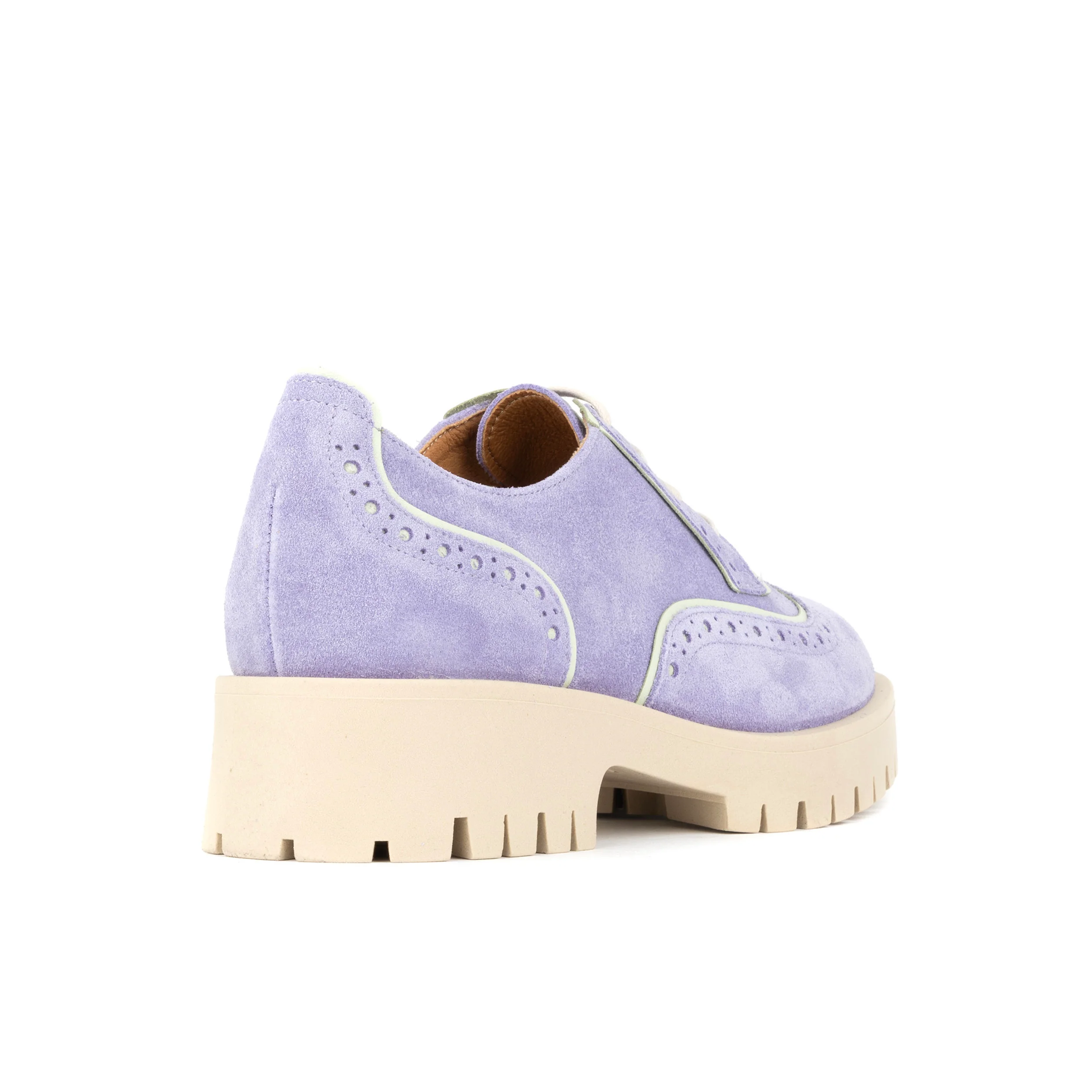 Artisan - Lavender - Women's Suede Lace-up Shoe with Brogue Detailing - Image 4
