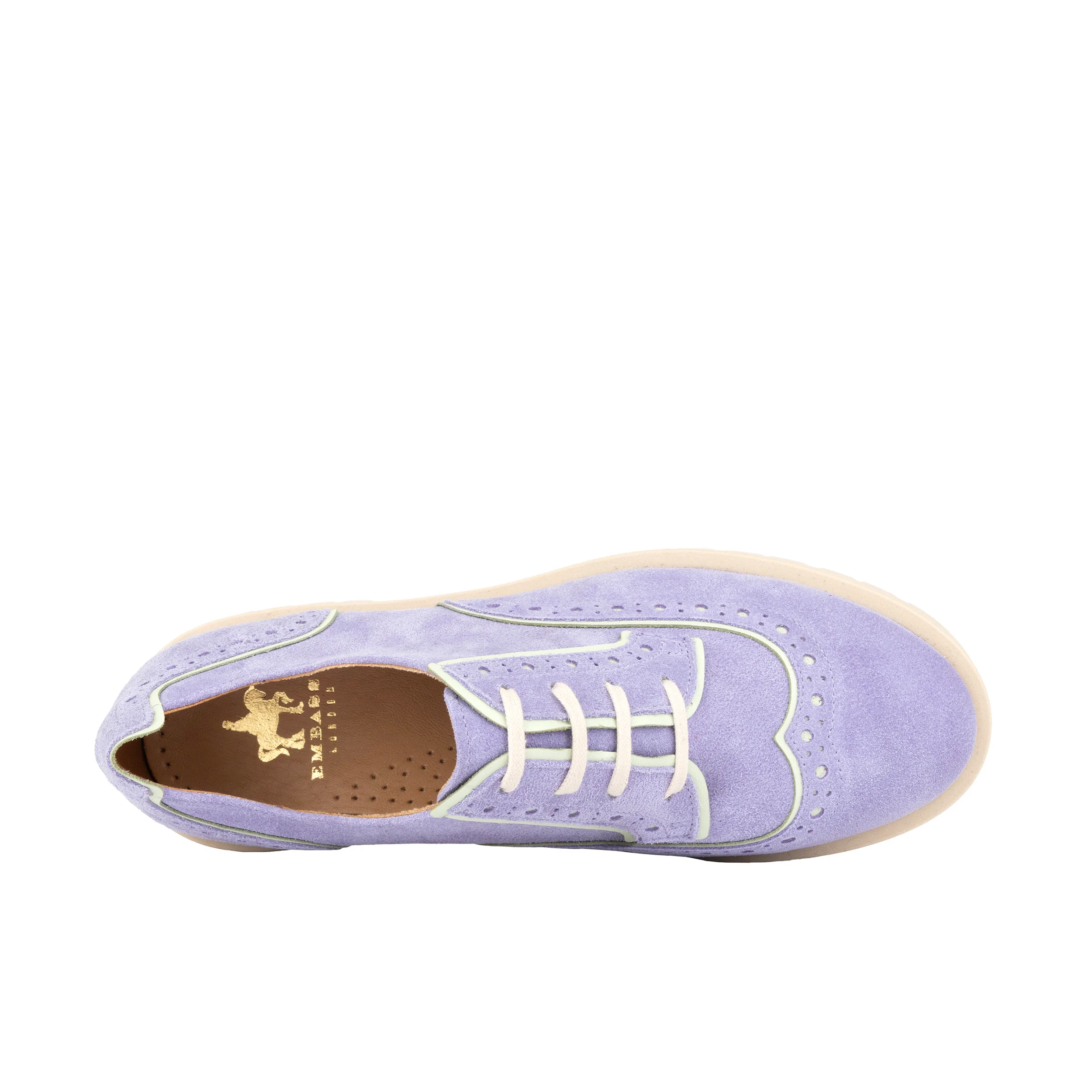 Artisan - Lavender - Women's Suede Lace-up Shoe with Brogue Detailing - Image 6