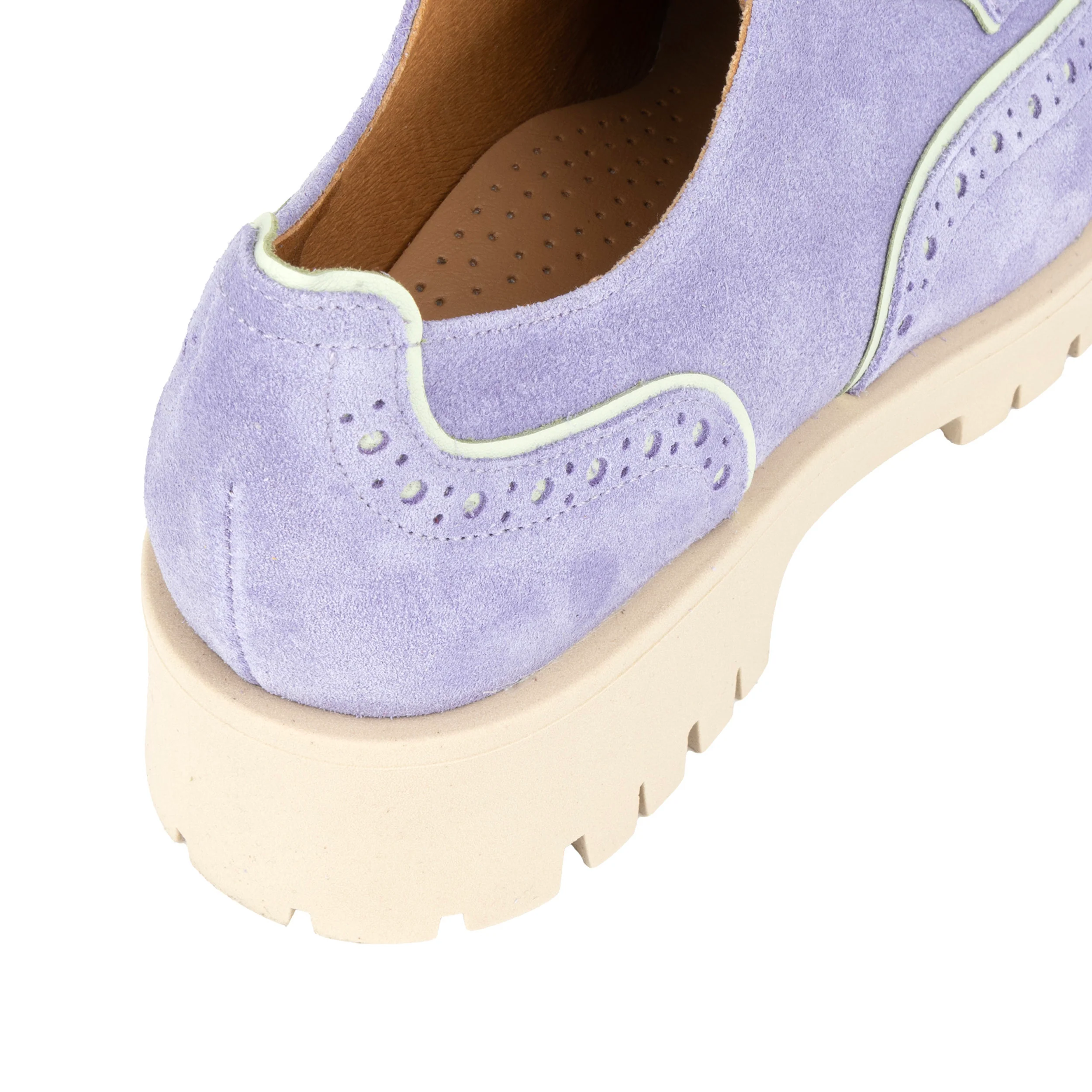 Artisan - Lavender - Women's Suede Lace-up Shoe with Brogue Detailing - Image 7