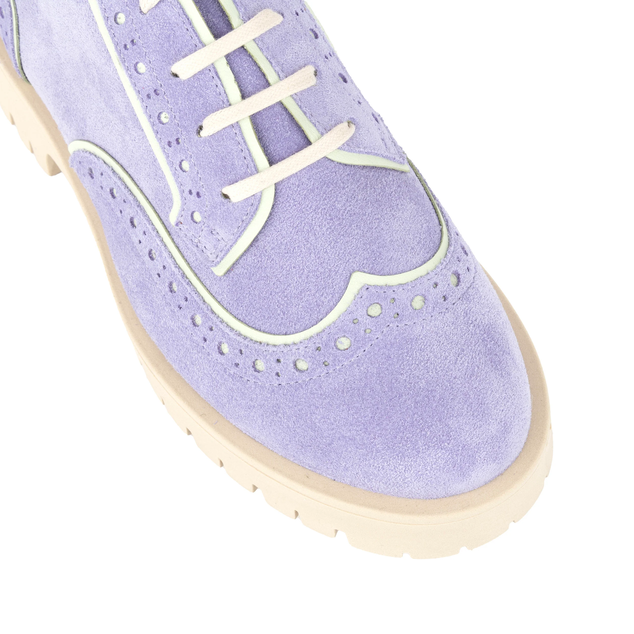 Artisan - Lavender - Women's Suede Lace-up Shoe with Brogue Detailing - Image 8