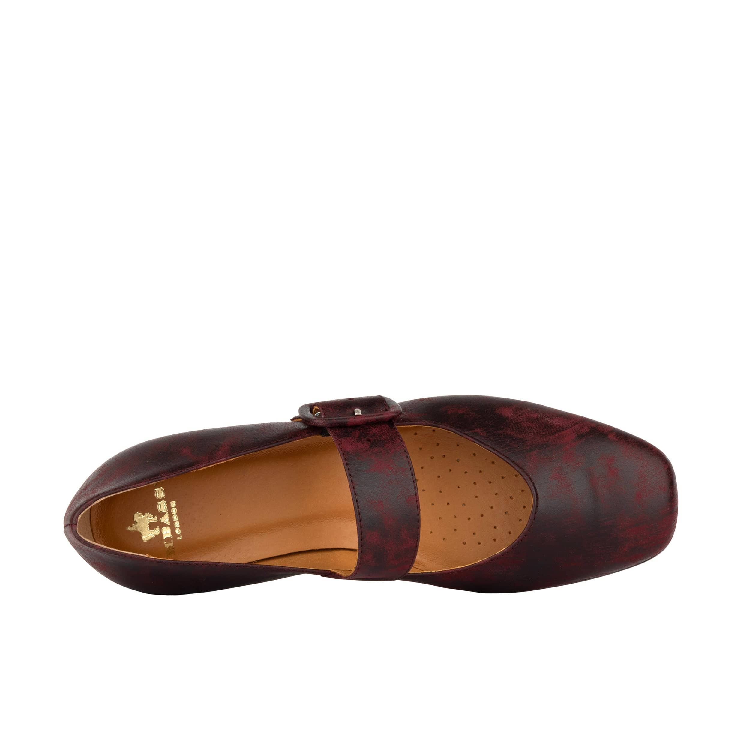 Bliss - Burgundy - Women's block heel square toe brushed leather Mary-Jane - Image 7