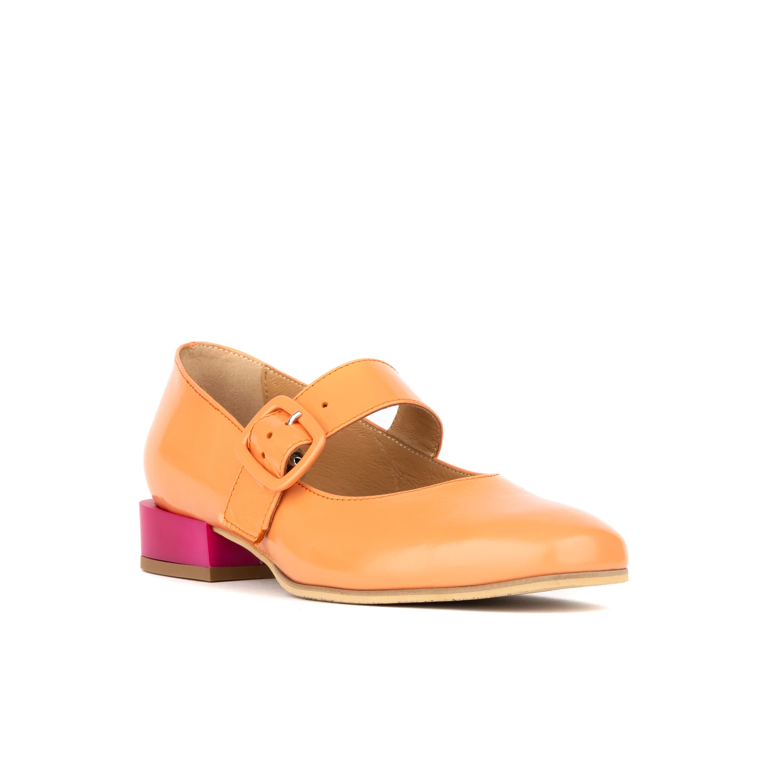 Bliss - Coral & Rose - Women's block heel square toe patent leather Mary-Jane - Image 3
