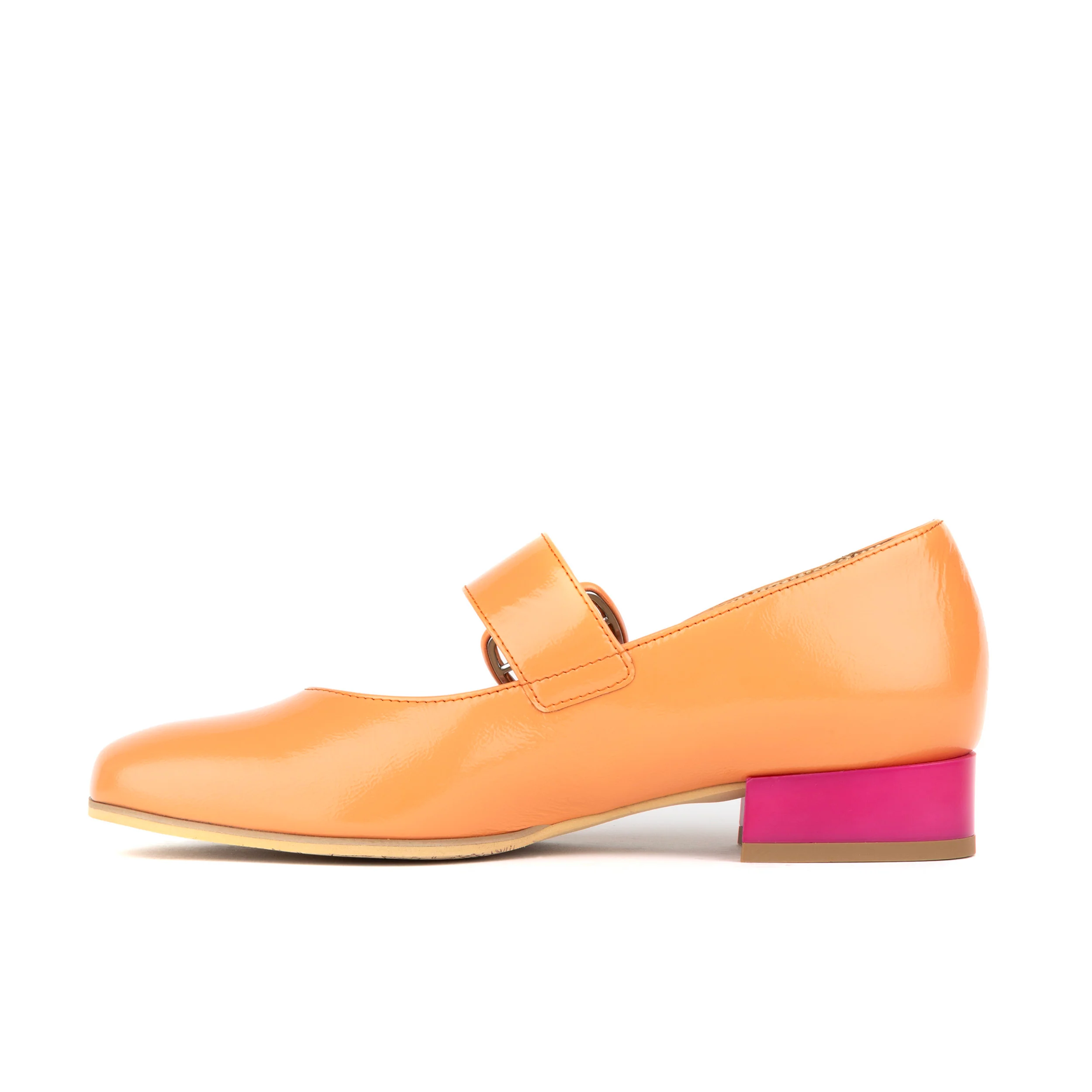 Bliss - Coral & Rose - Women's block heel square toe patent leather Mary-Jane - Image 4