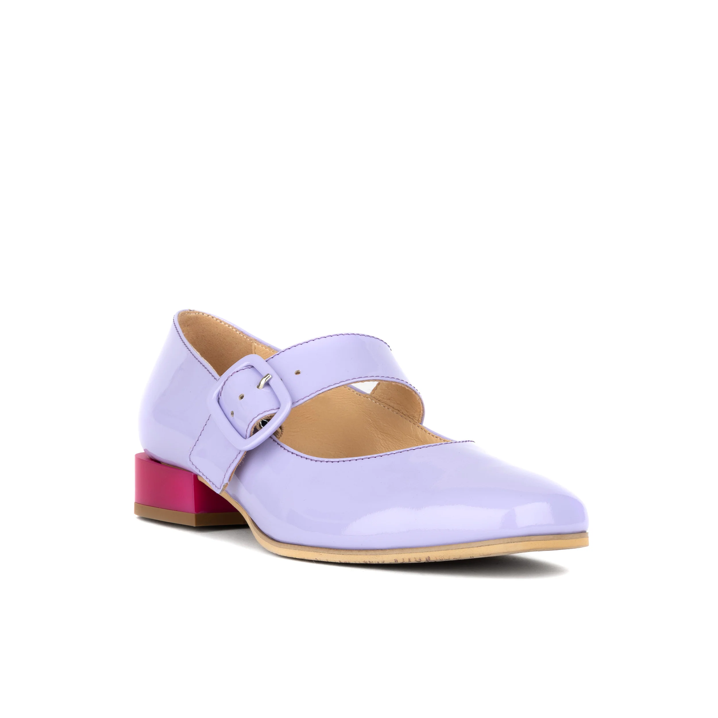 Bliss - Lavender & Rose - Women's block heel square toe patent leather Mary-Jane - Image 3