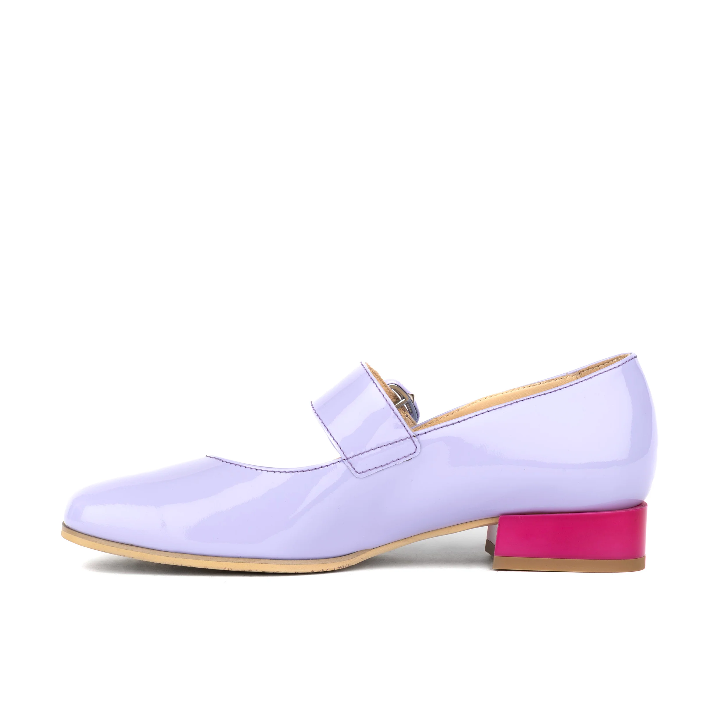 Bliss - Lavender & Rose - Women's block heel square toe patent leather Mary-Jane - Image 4