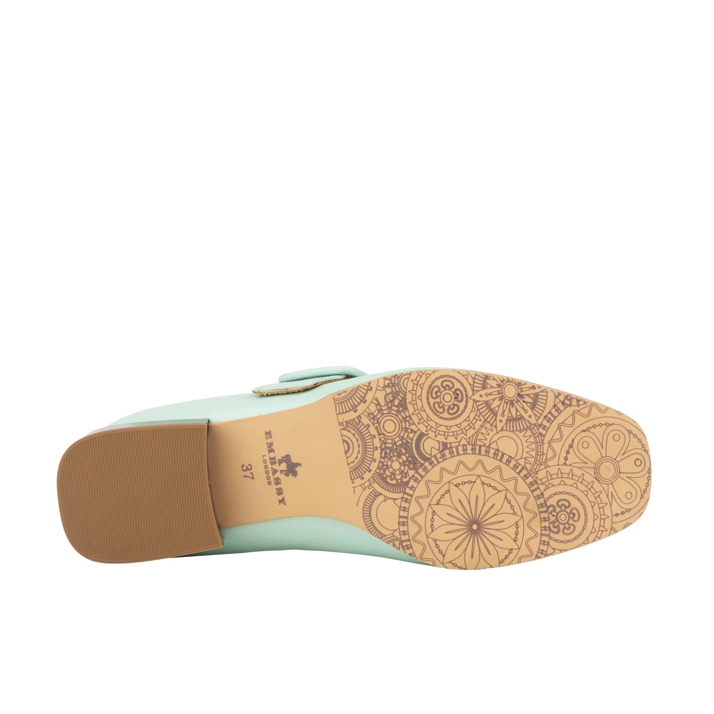 Bliss - Mint & Red - Women's block heel square toe leather Mary-Jane - Image 6