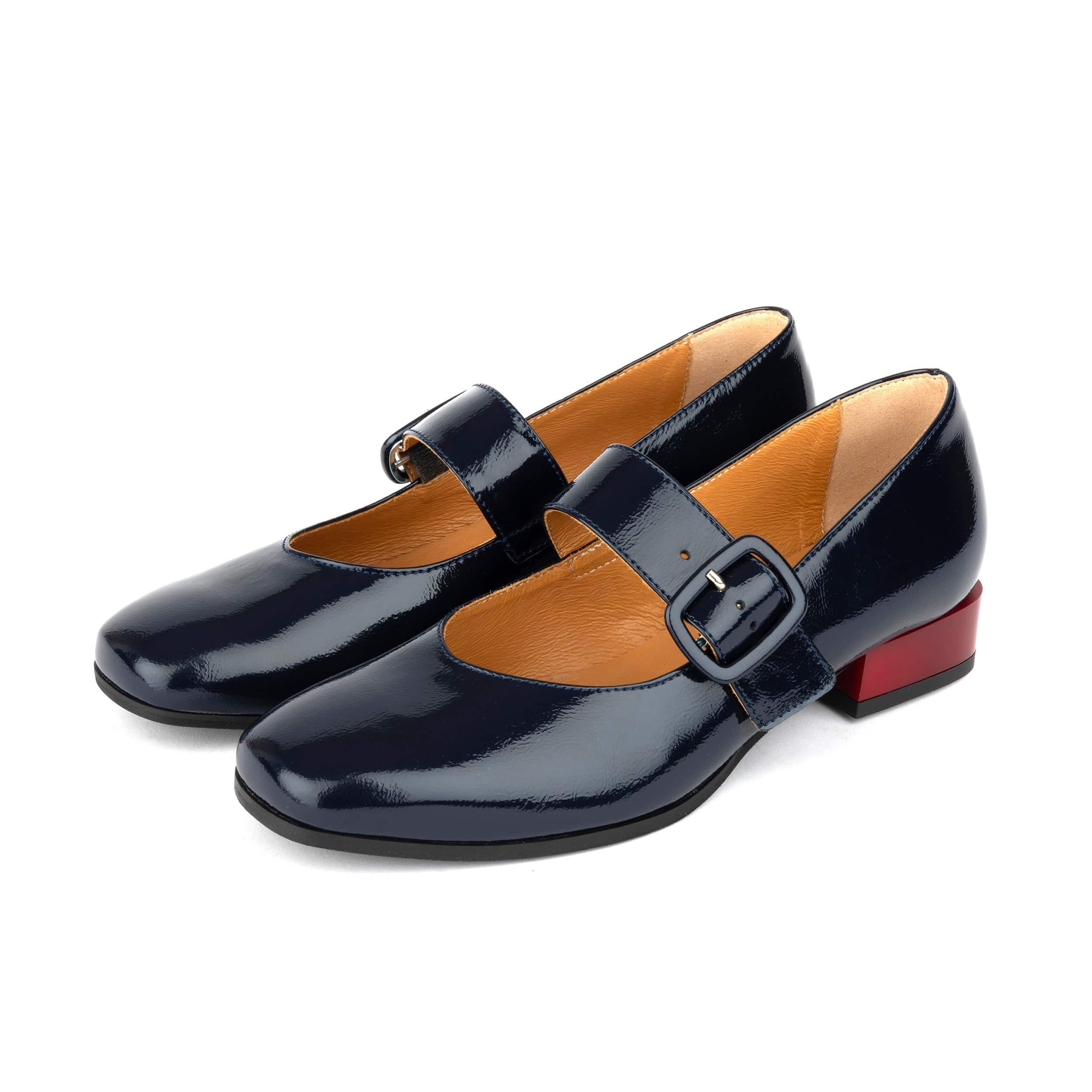 Bliss - Navy - Women's block heel square toe patent leather Mary-Jane - Image 10