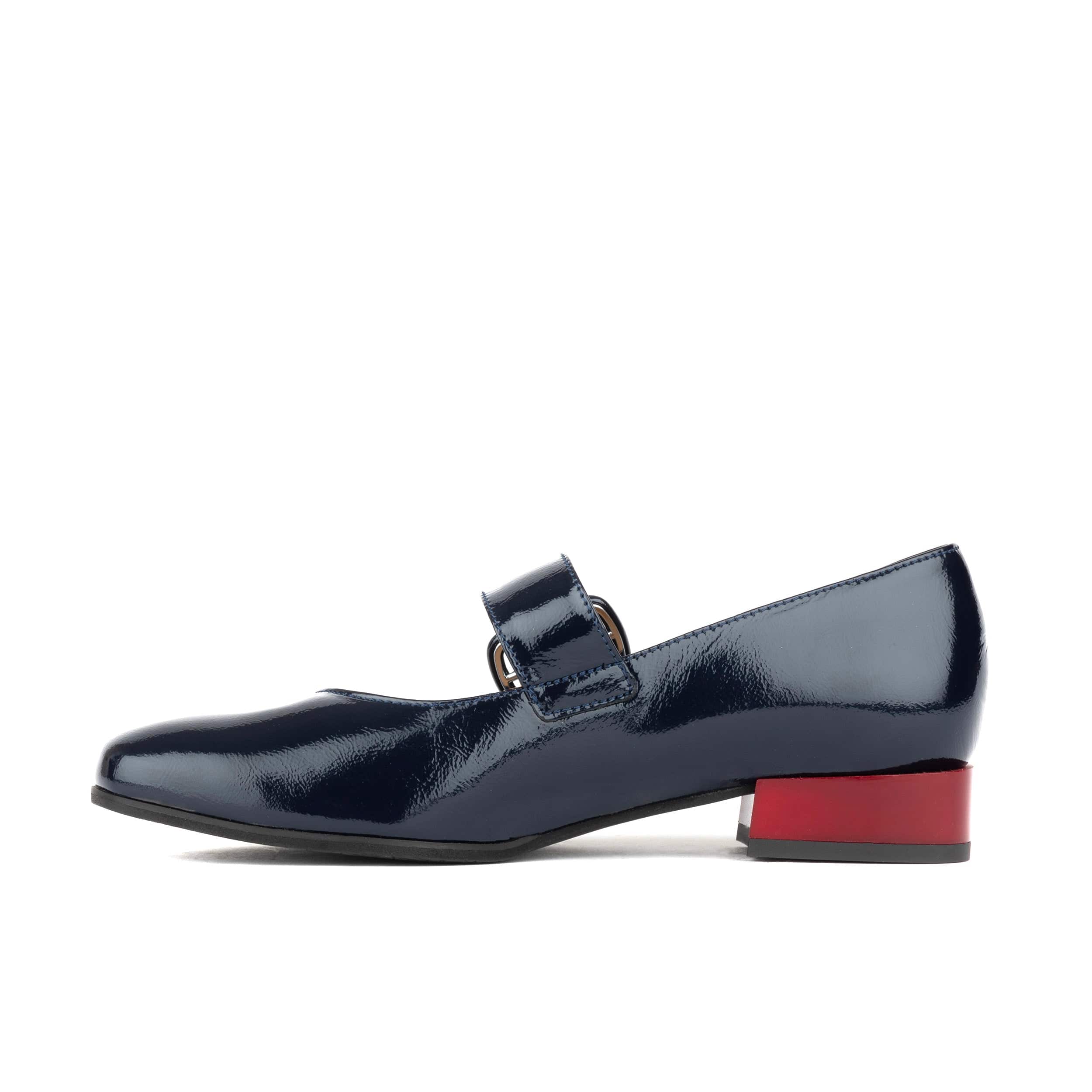 Bliss - Navy - Women's block heel square toe patent leather Mary-Jane - Image 4