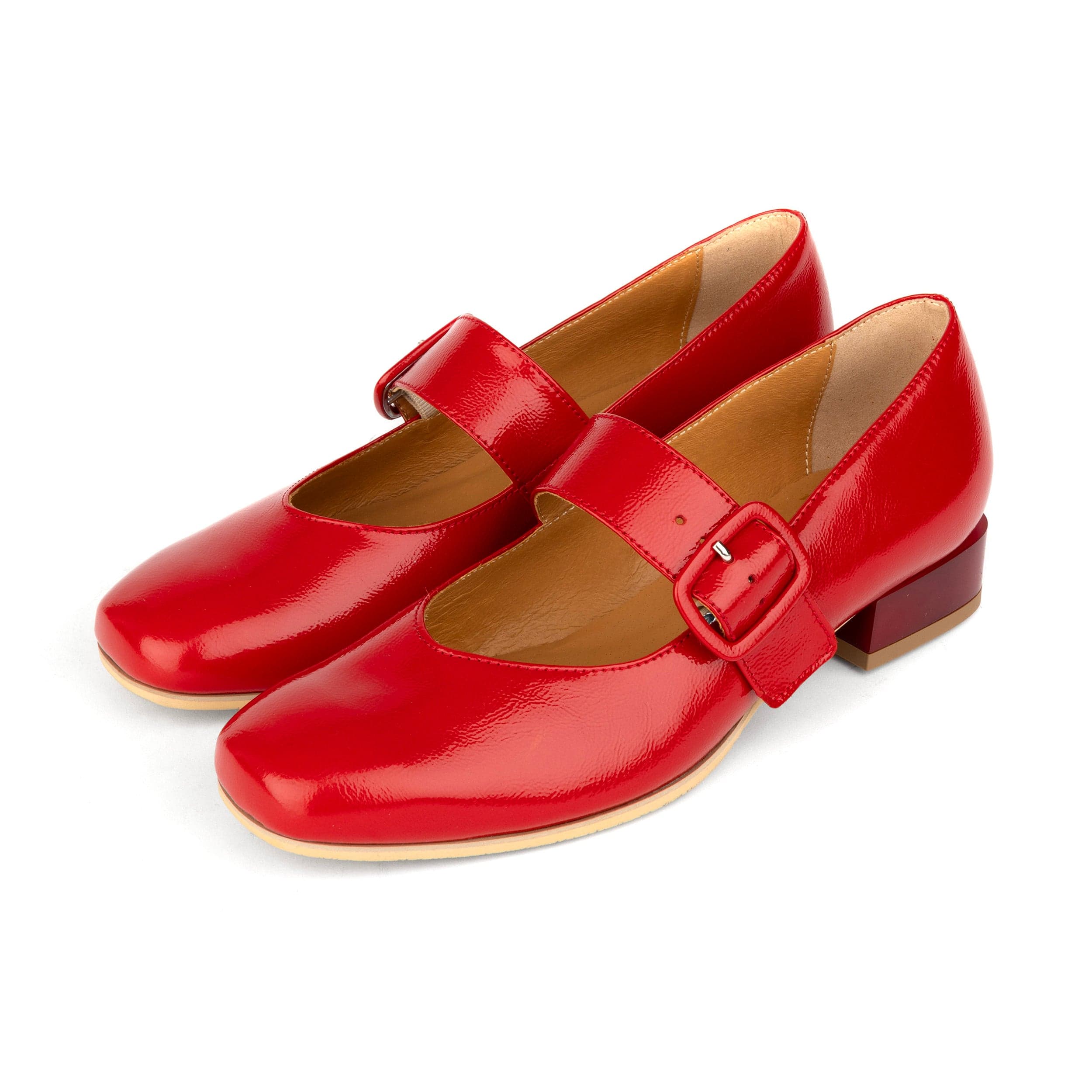 Bliss - Red - Women's block heel square toe patent leather Mary-Jane - Image 10