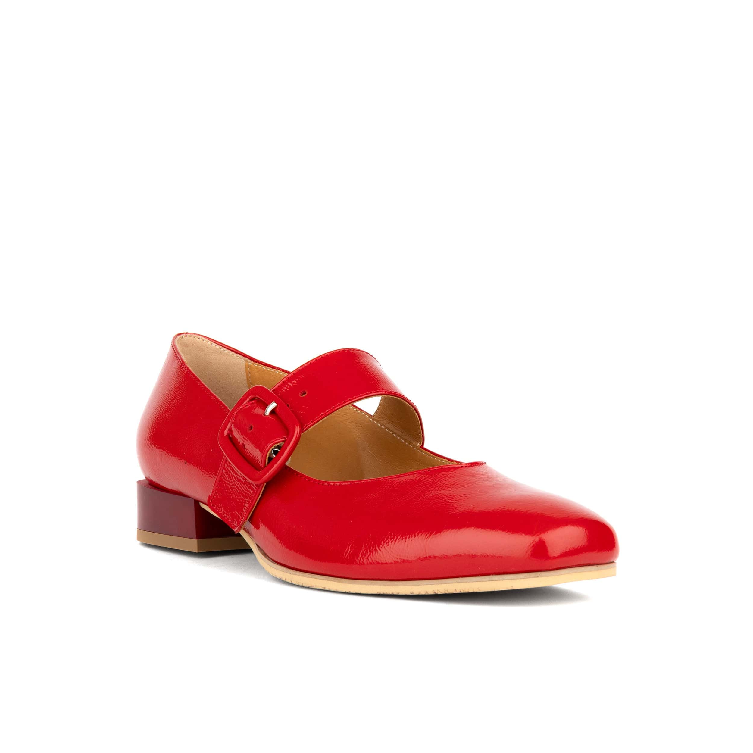 Bliss - Red - Women's block heel square toe patent leather Mary-Jane - Image 3