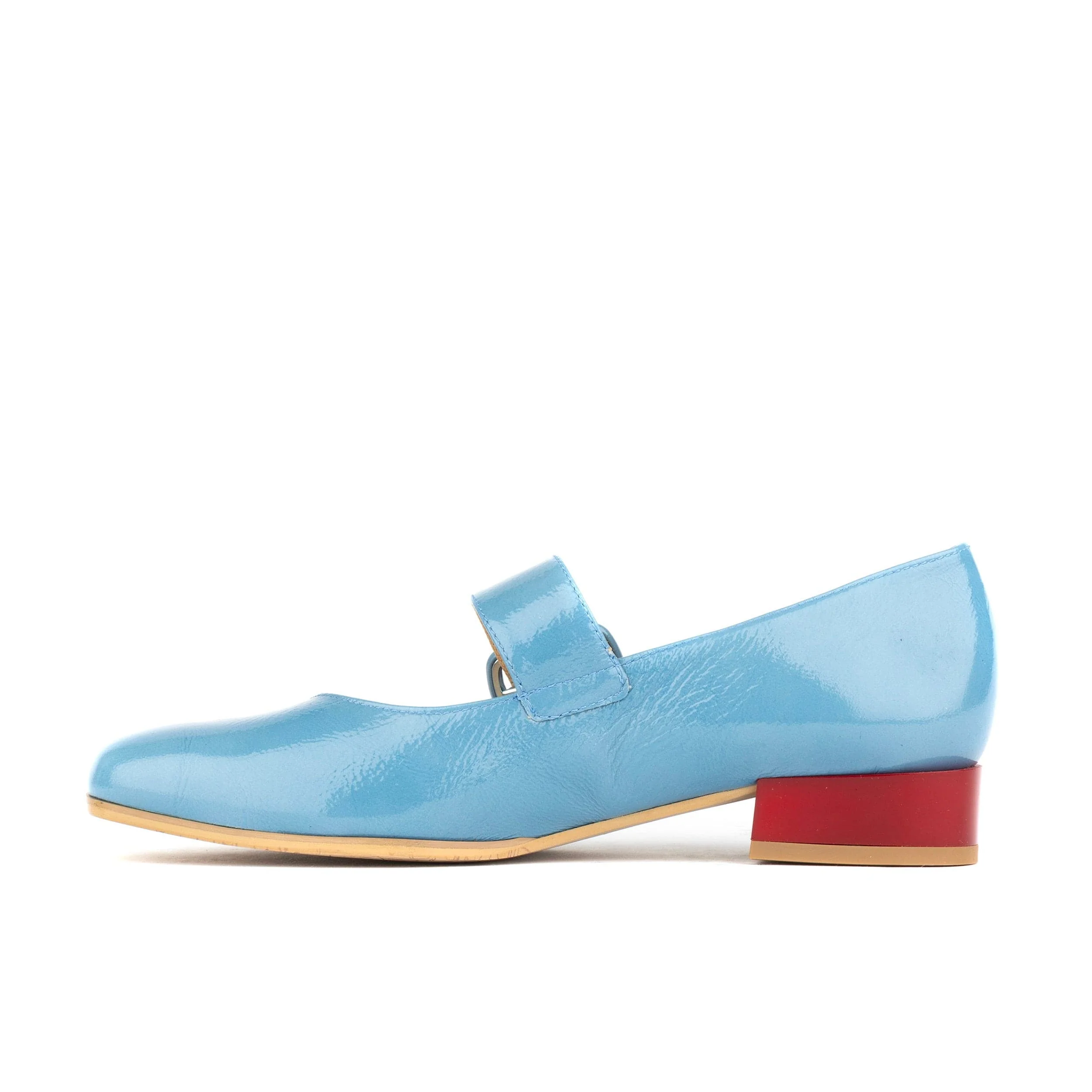 Bliss - Light Blue - Women's block heel square toe patent leather Mary-Jane - Image 4