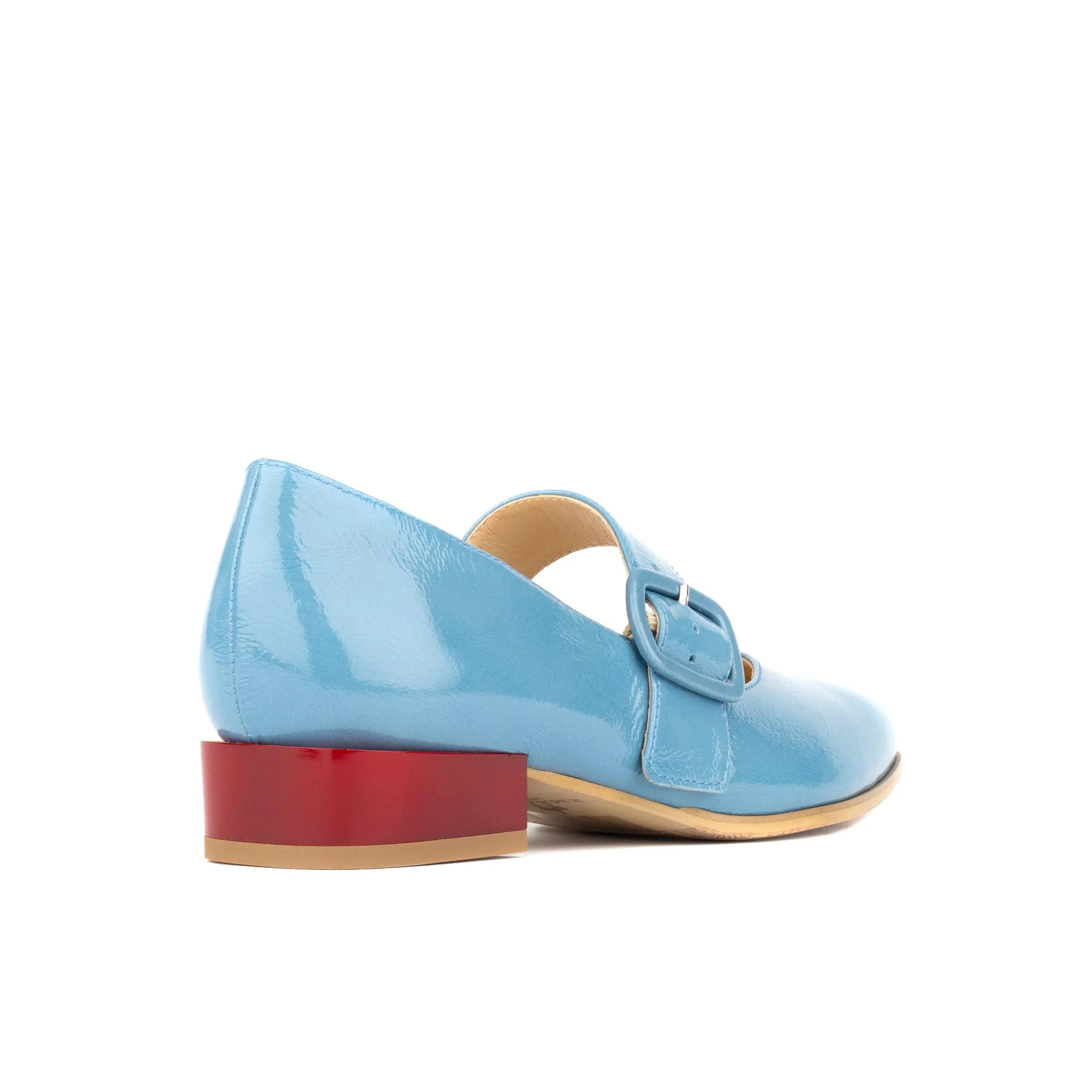 Bliss - Light Blue - Women's block heel square toe patent leather Mary-Jane - Image 5