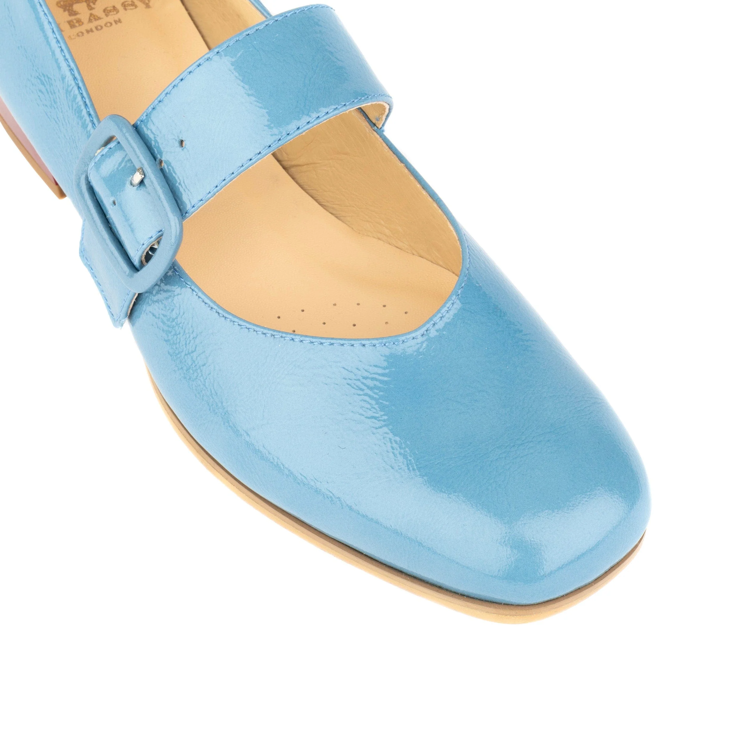 Bliss - Light Blue - Women's block heel square toe patent leather Mary-Jane - Image 8