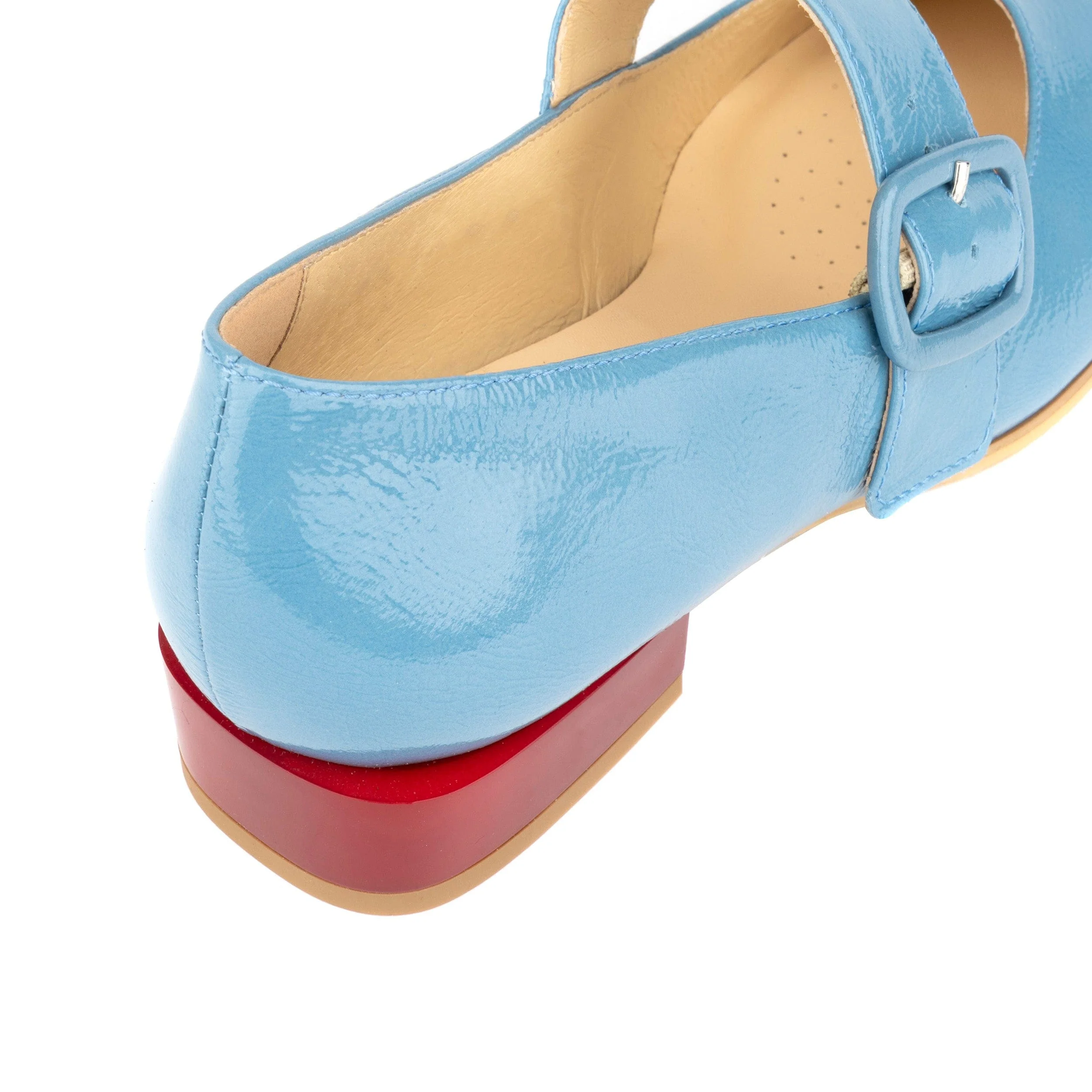 Bliss - Light Blue - Women's block heel square toe patent leather Mary-Jane - Image 9