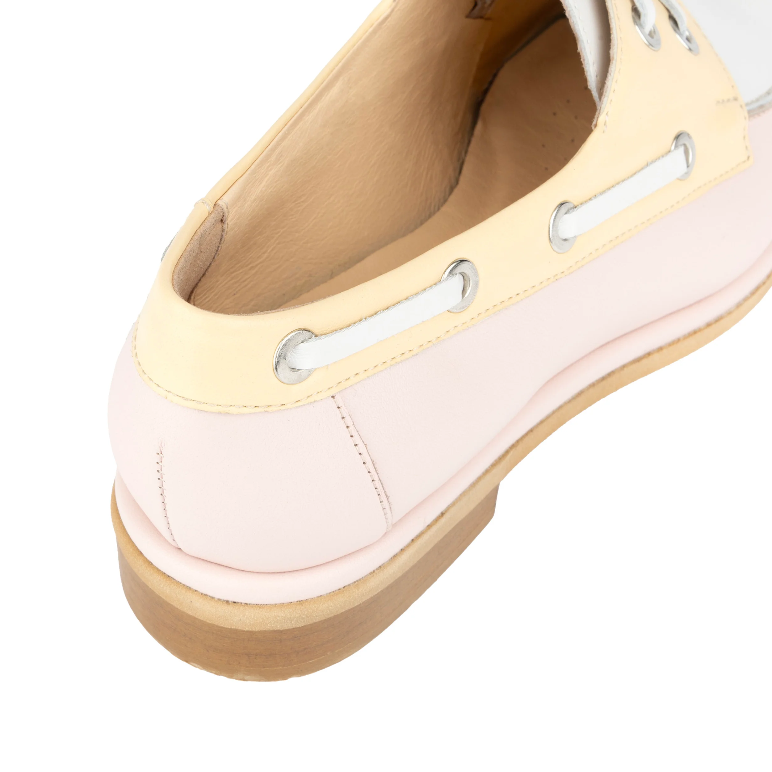 Boatie - Yellow & Cream & Pink - Women's Leather Boat Shoe - Image 10