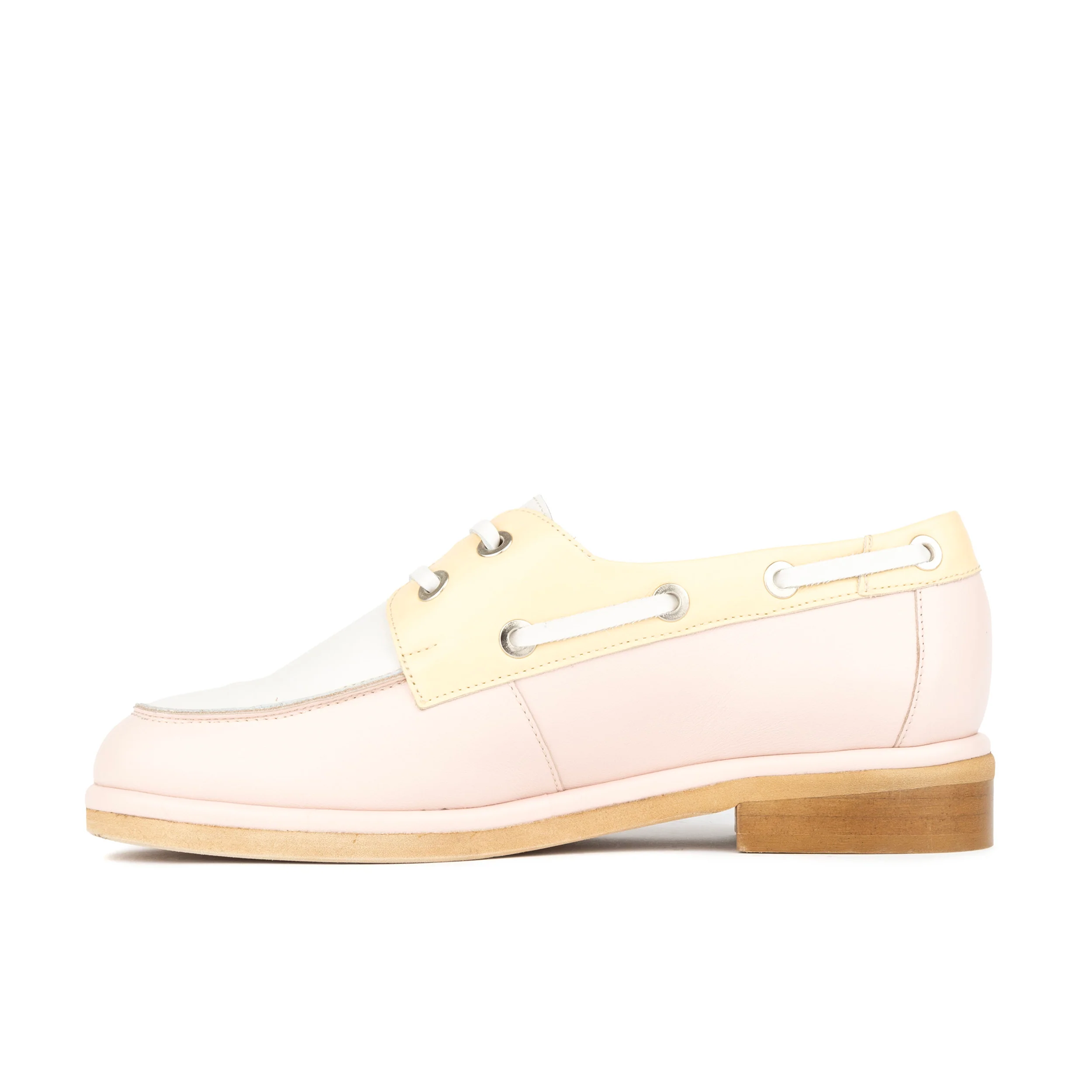 Boatie - Yellow & Cream & Pink - Women's Leather Boat Shoe - Image 4