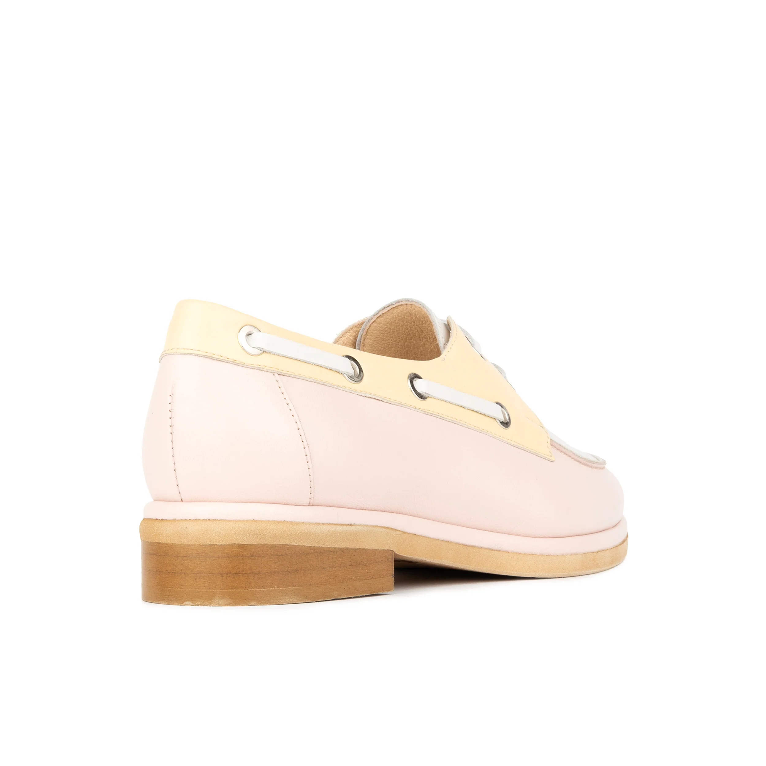 Boatie - Yellow & Cream & Pink - Women's Leather Boat Shoe - Image 5