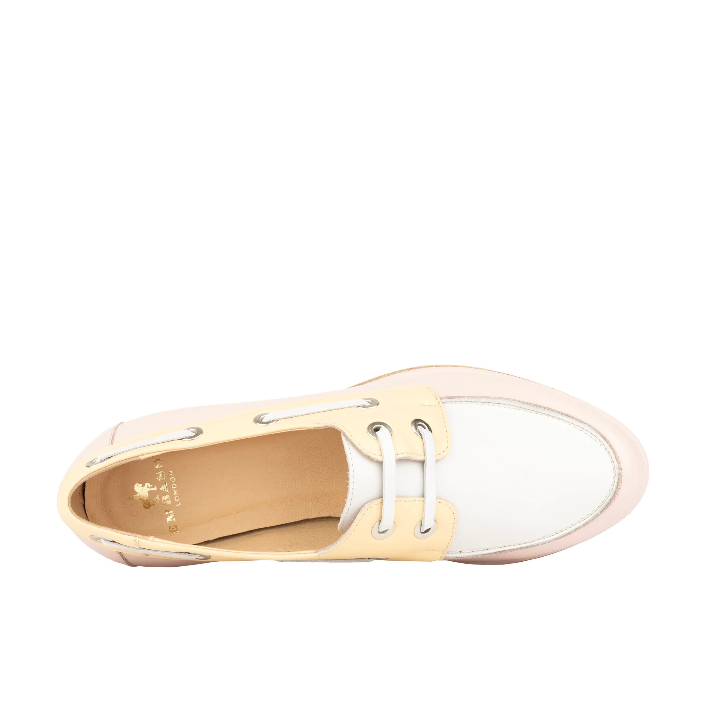 Boatie - Yellow & Cream & Pink - Women's Leather Boat Shoe - Image 7