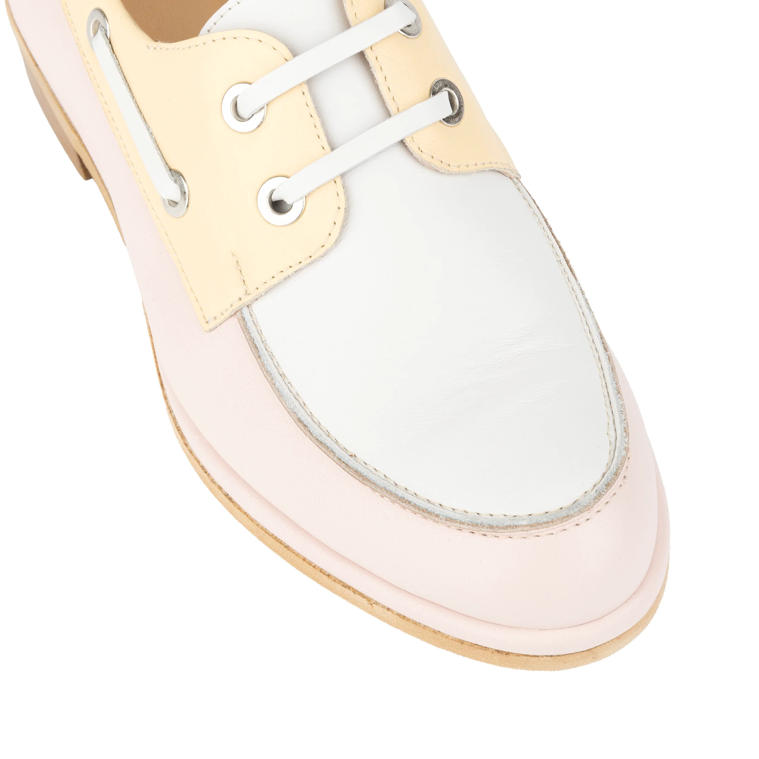Boatie - Yellow & Cream & Pink - Women's Leather Boat Shoe - Image 9