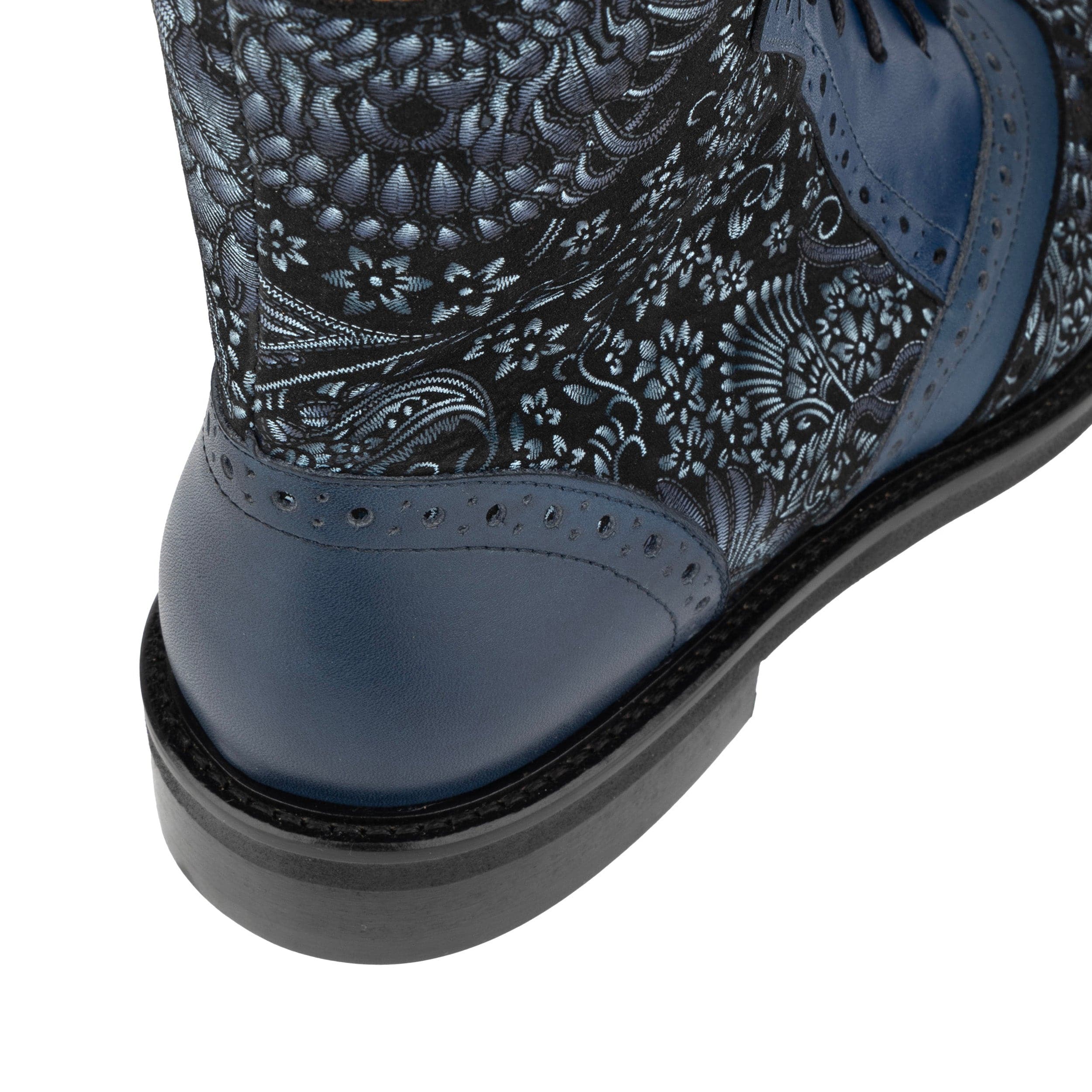 Brick Lane Boots - Blue - Women's leather oxford higher ankle boot with brogue detail - Image 8