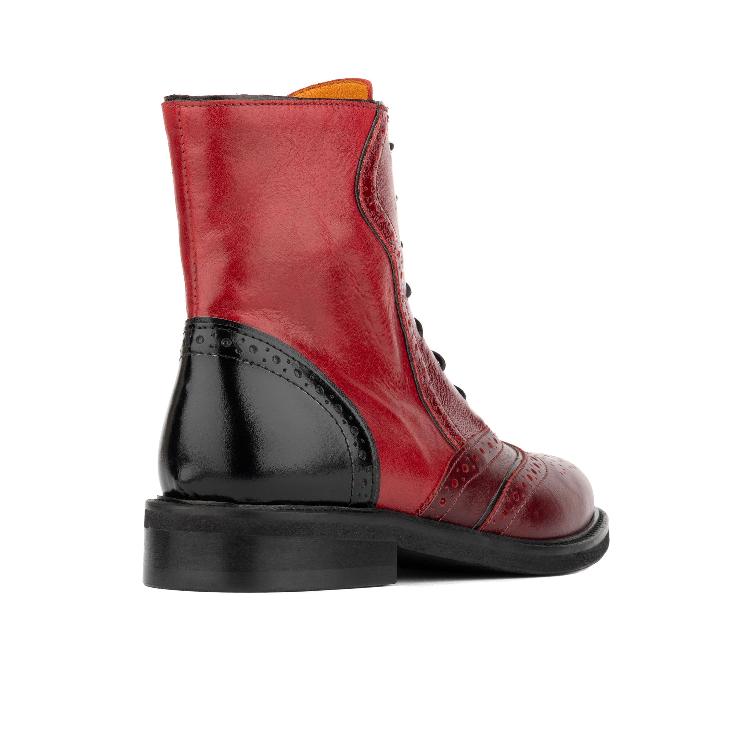 Brick Lane Boots - Claret - Women's dark red leather oxford boot with brogue styling - Image 4