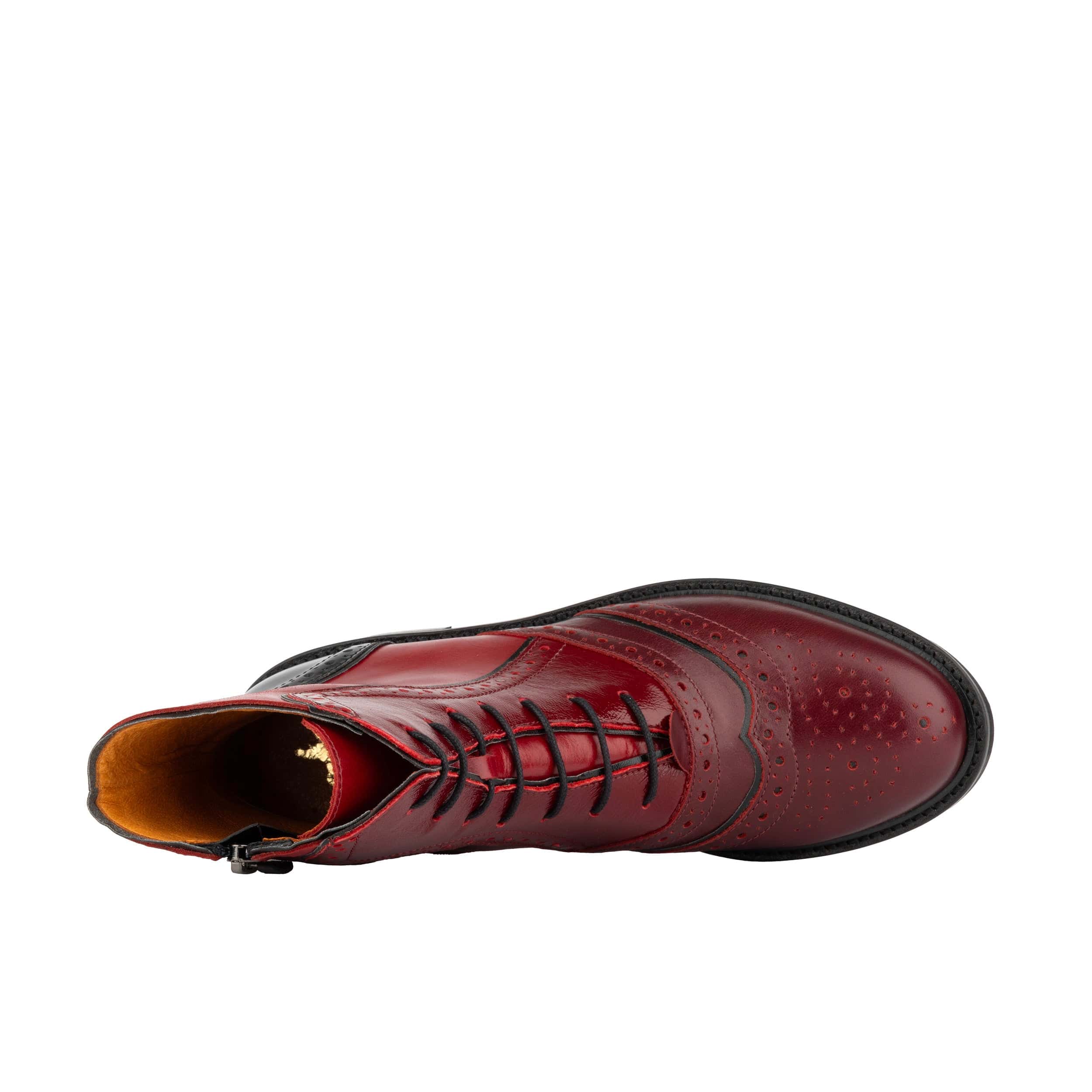 Brick Lane Boots - Claret - Women's dark red leather oxford boot with brogue styling - Image 6