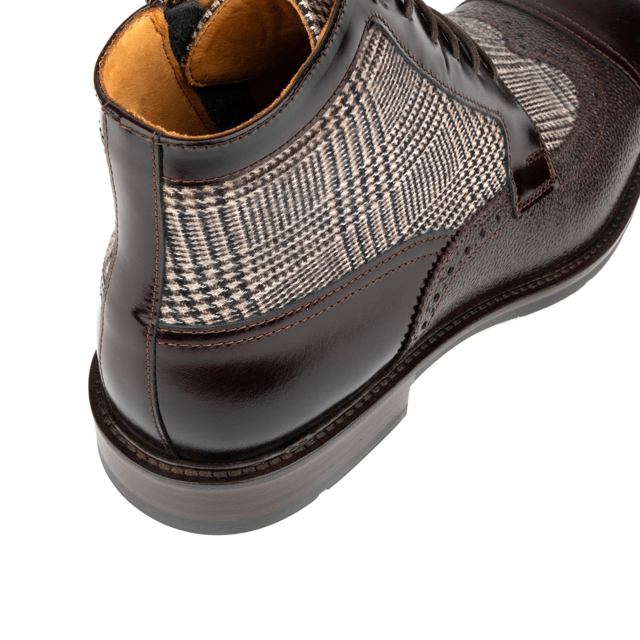 Charles - Brown Check - Men's toe cap dressy leather boot in leather and textile - Image 9