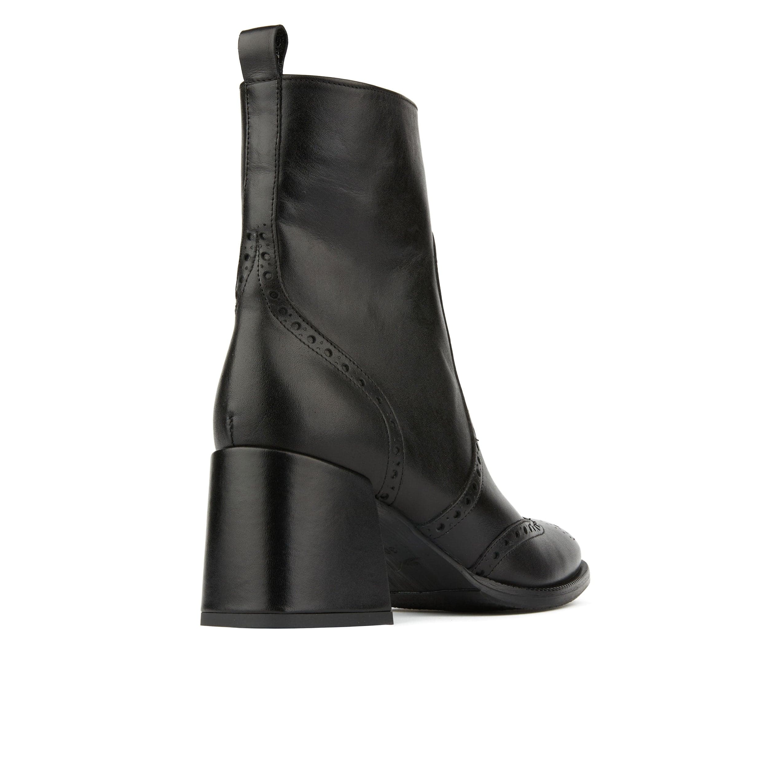 Chloe - Black - Women's block heel higher ankle leather boot with side zip - Image 4