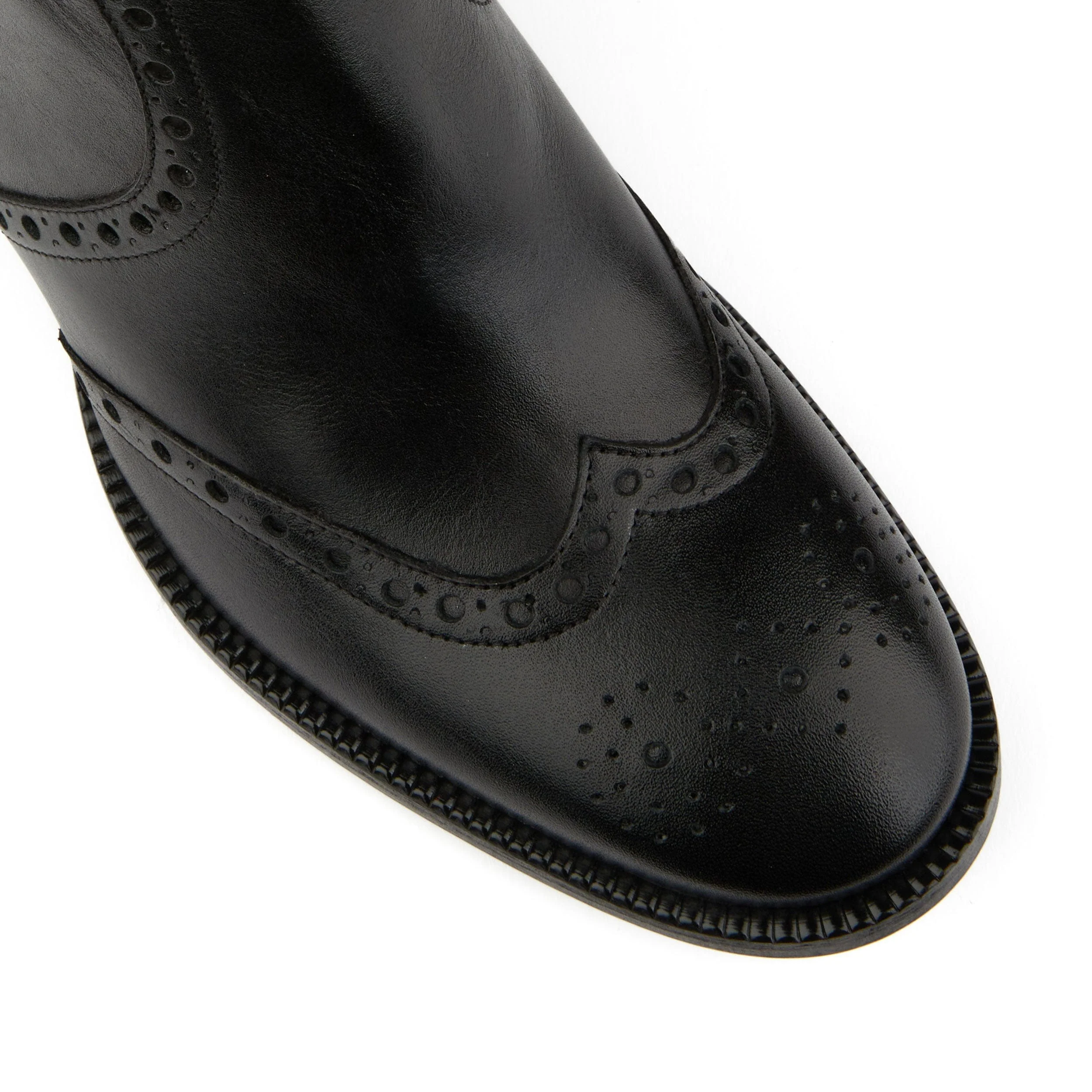 Chloe - Black - Women's block heel higher ankle leather boot with side zip - Image 7