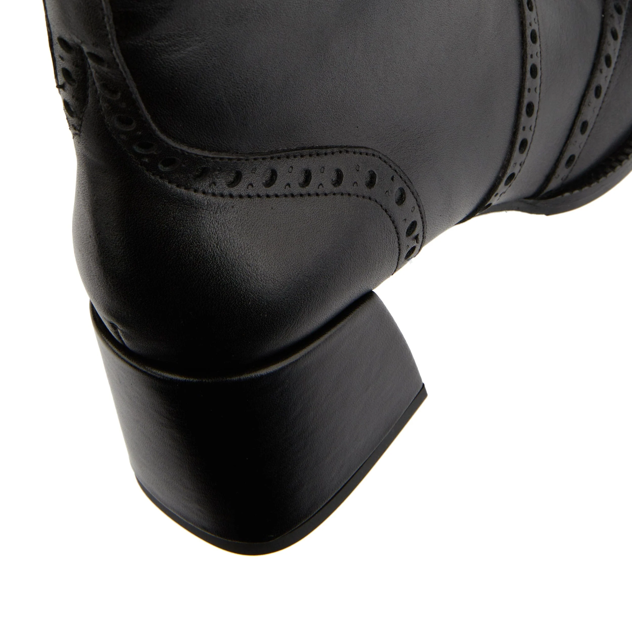 Chloe - Black - Women's block heel higher ankle leather boot with side zip - Image 8