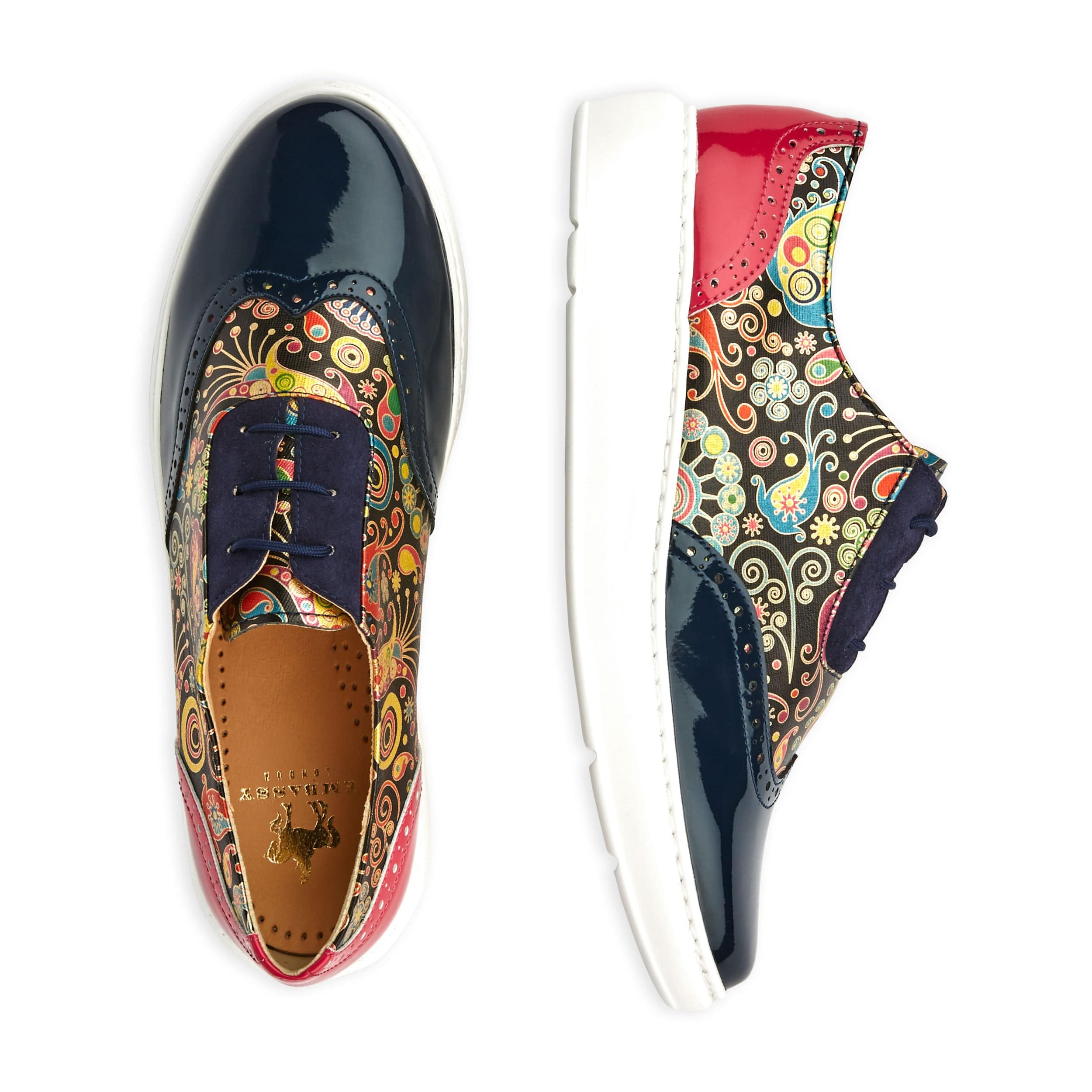 Colorado - Navy Pink - Women's lightweight EVA sole trainer with brogue styling - Image 10