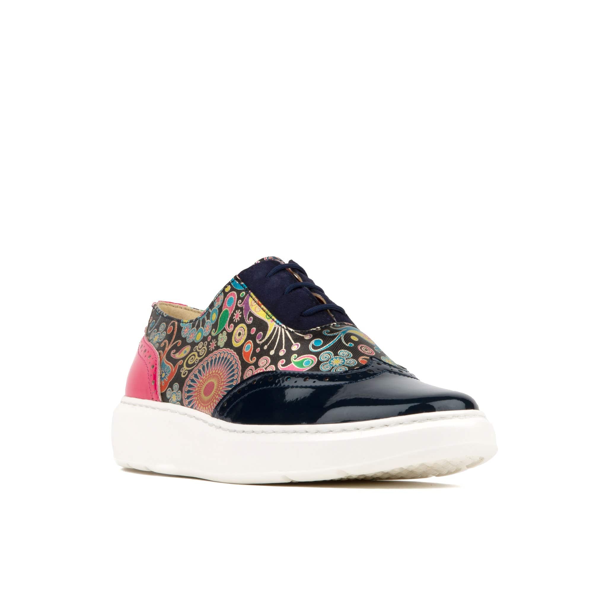 Colorado - Navy Pink - Women's lightweight EVA sole trainer with brogue styling - Image 3