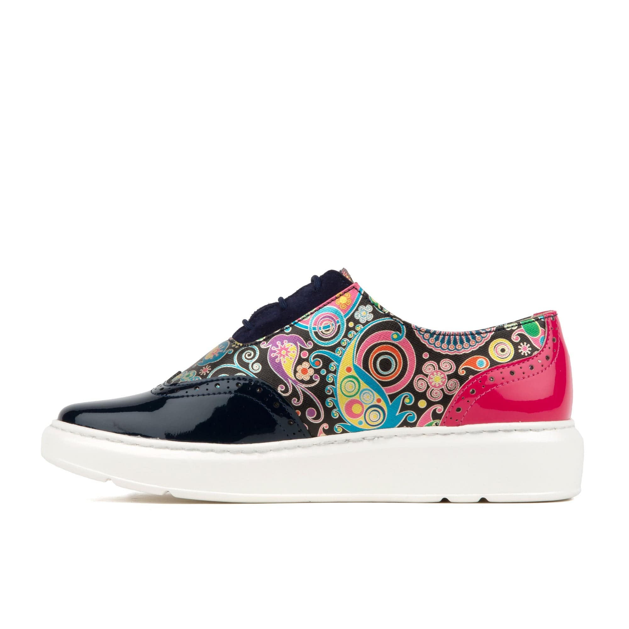 Colorado - Navy Pink - Women's lightweight EVA sole trainer with brogue styling - Image 4