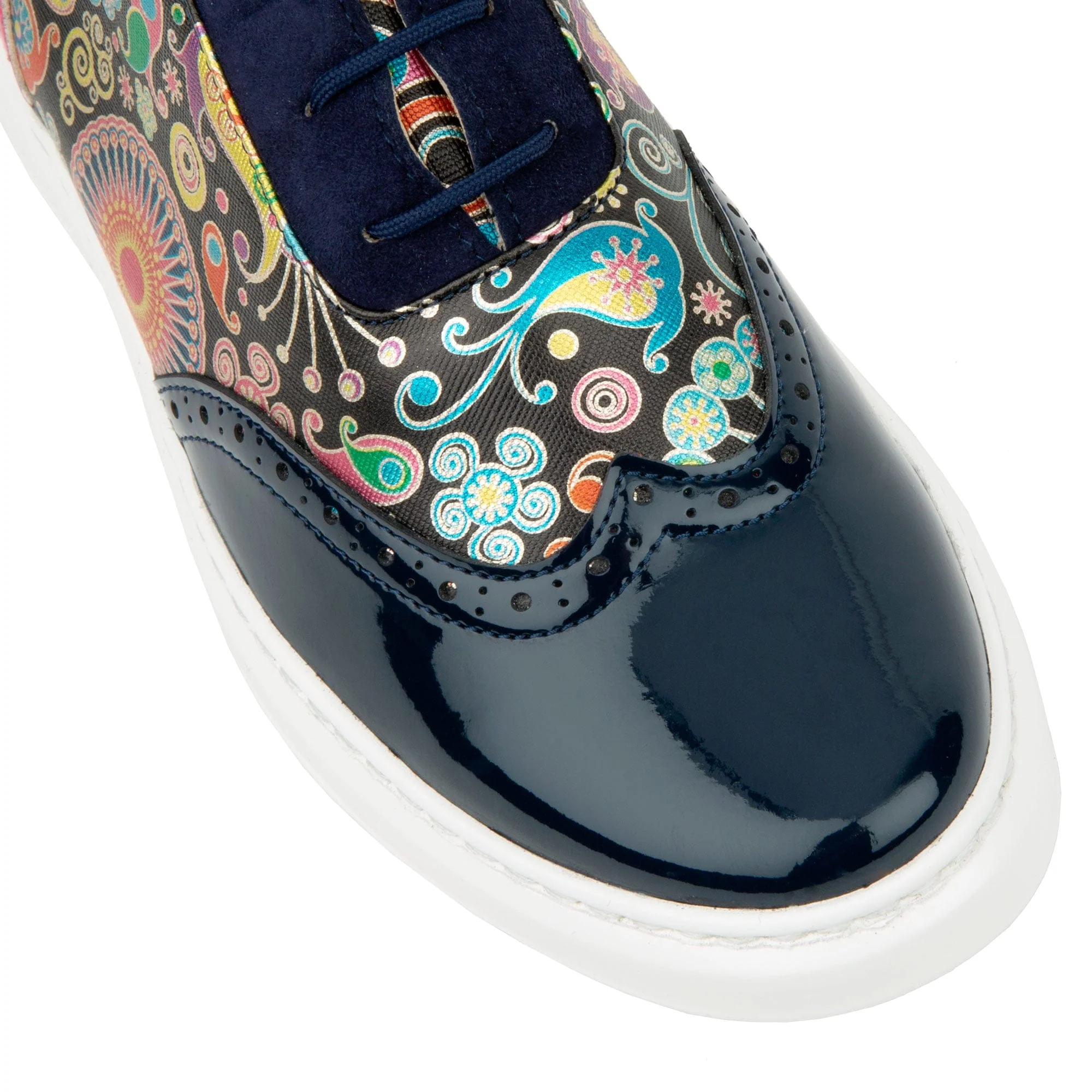 Colorado - Navy Pink - Women's lightweight EVA sole trainer with brogue styling - Image 7