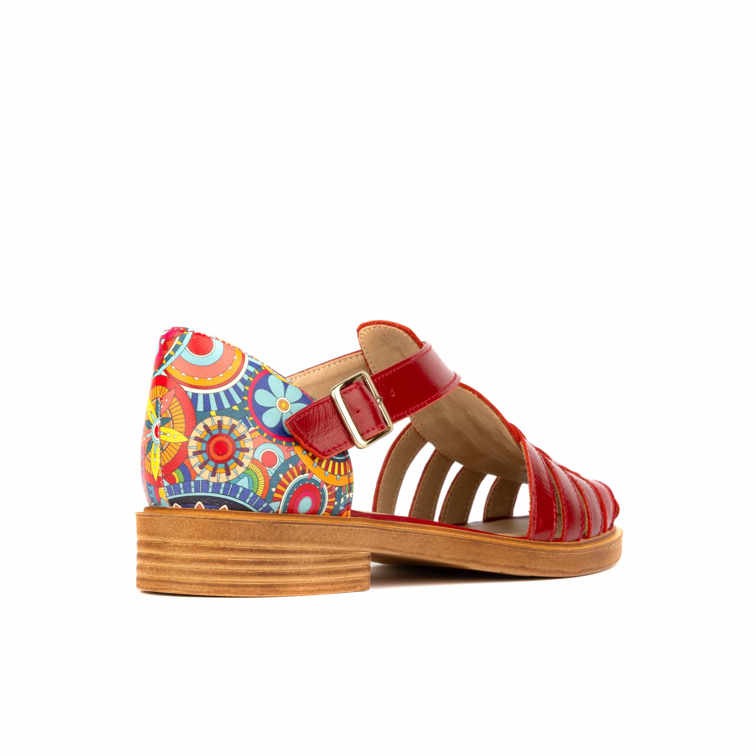 Sandy - Burgundy Signature - Women's fishermen flat leather sandal with covered heel - Image 4