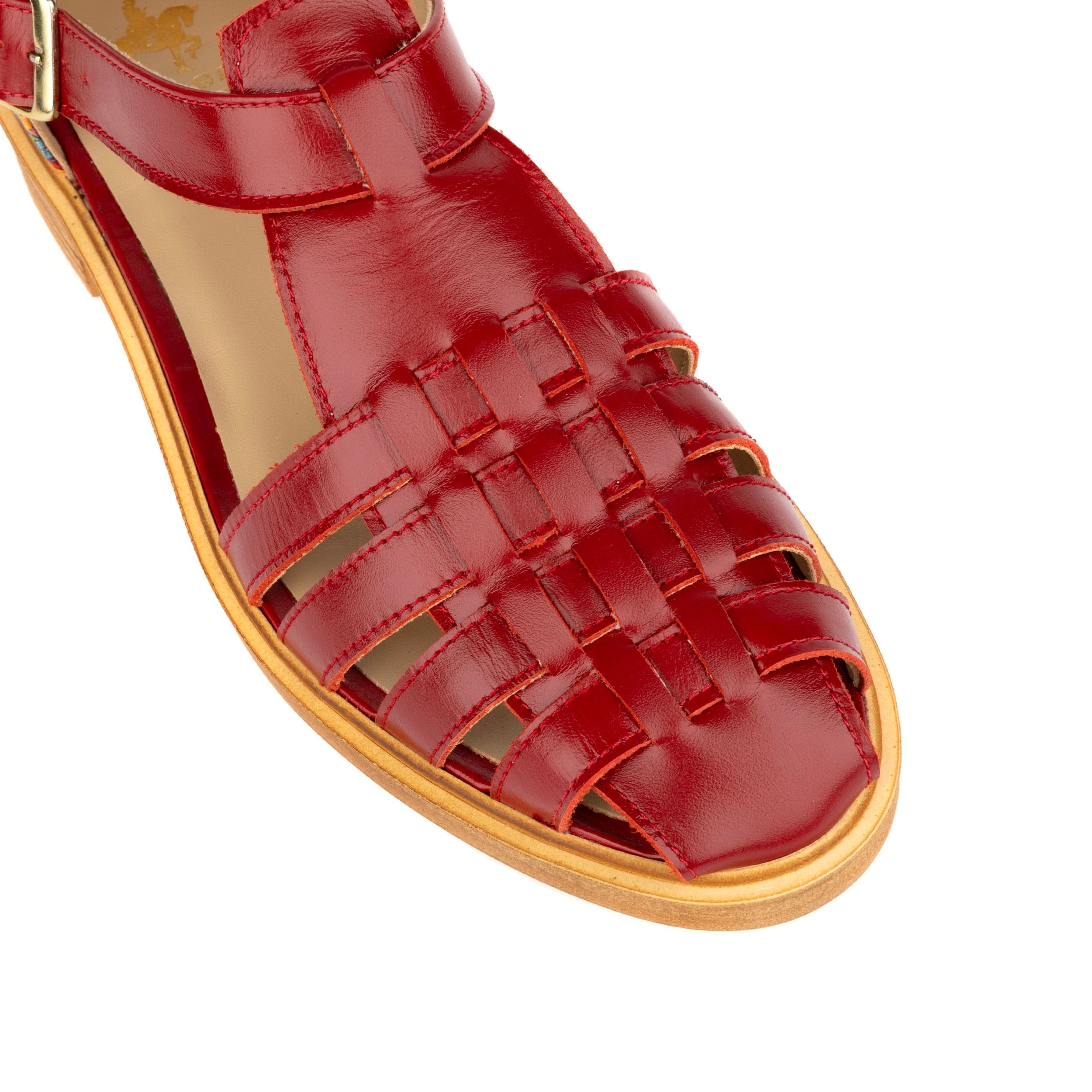 Sandy - Burgundy Signature - Women's fishermen flat leather sandal with covered heel - Image 7