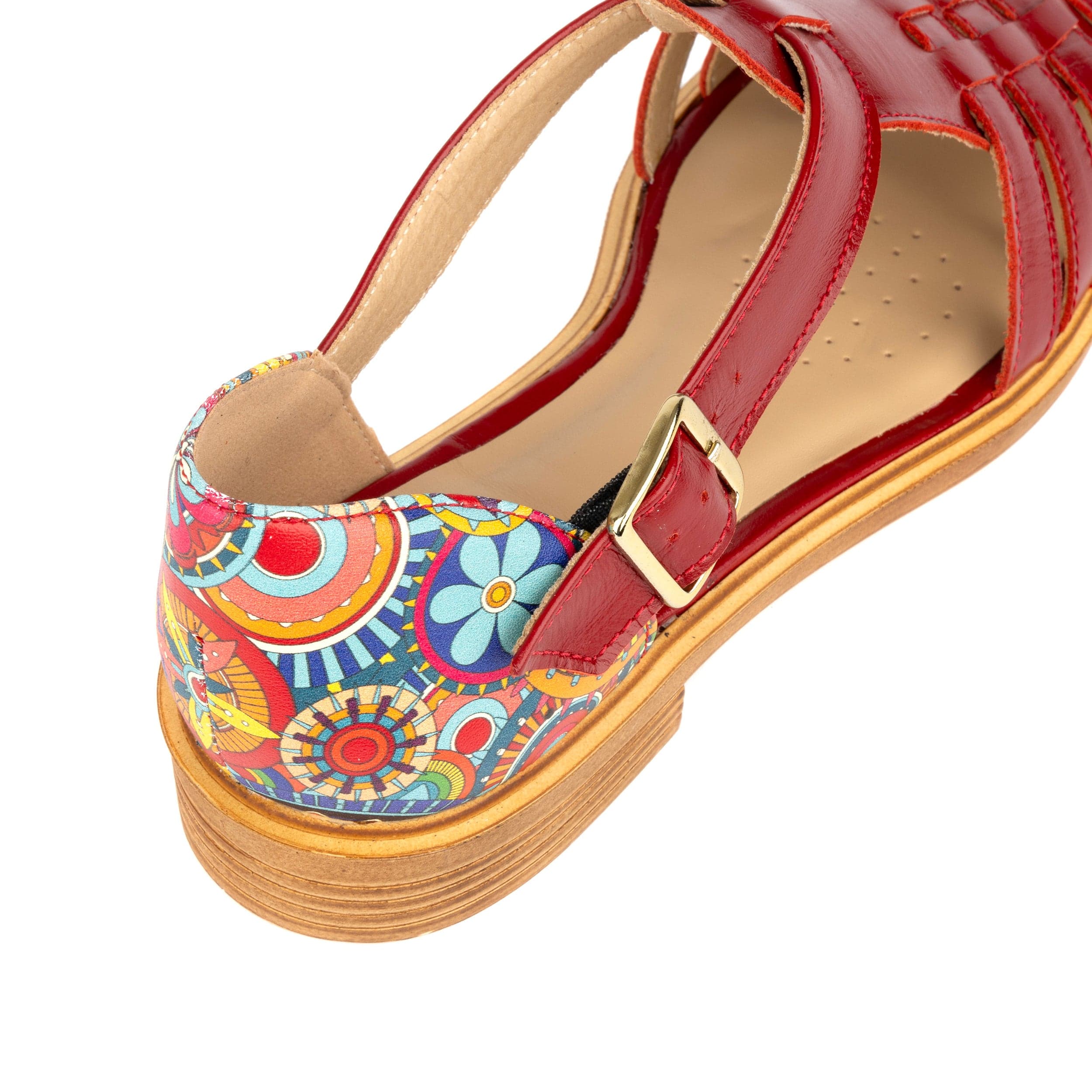 Sandy - Burgundy Signature - Women's fishermen flat leather sandal with covered heel - Image 8