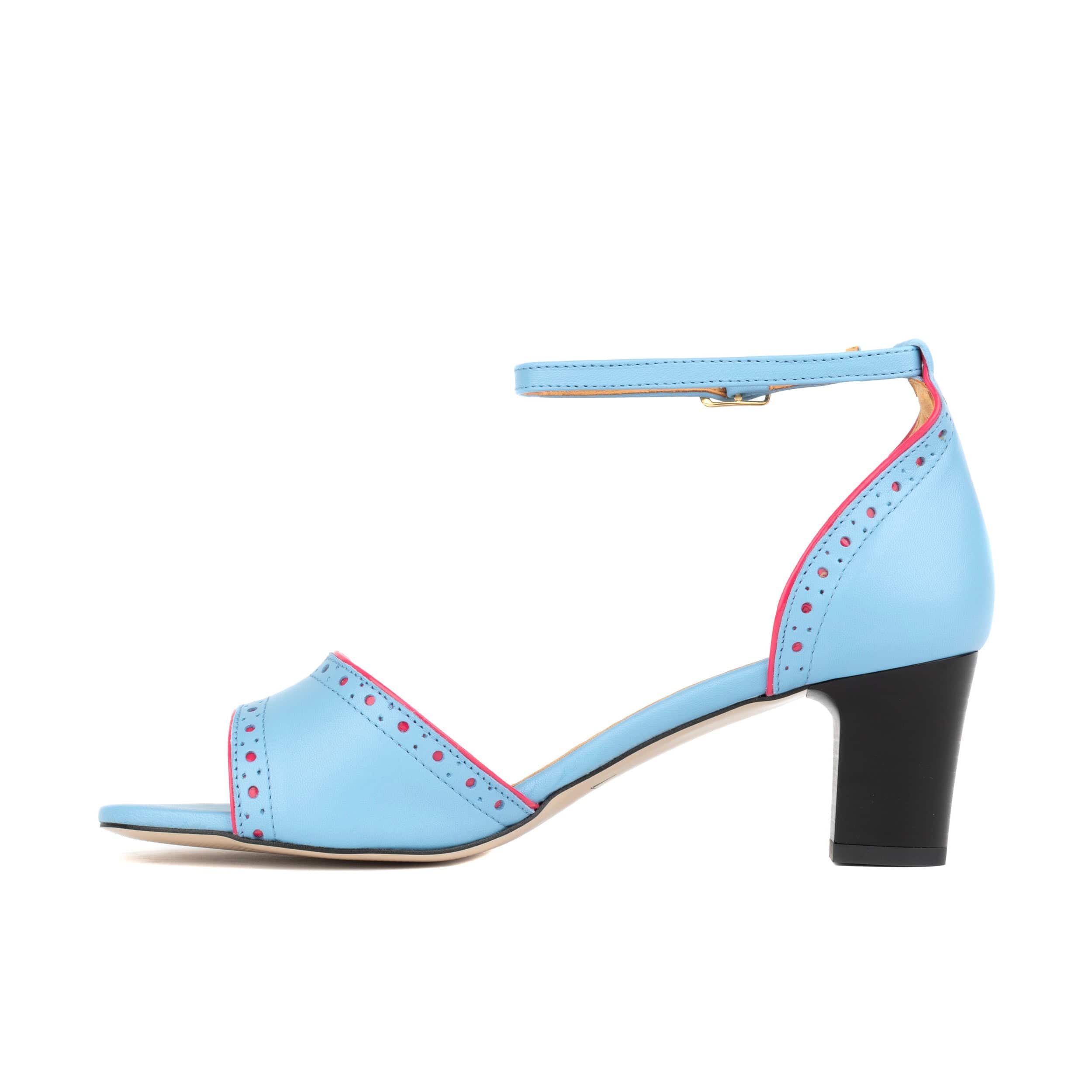Croupier - Light Blue Pink - Women's 2 inch heel ankle strap leather sandal in sky blue - Image 3