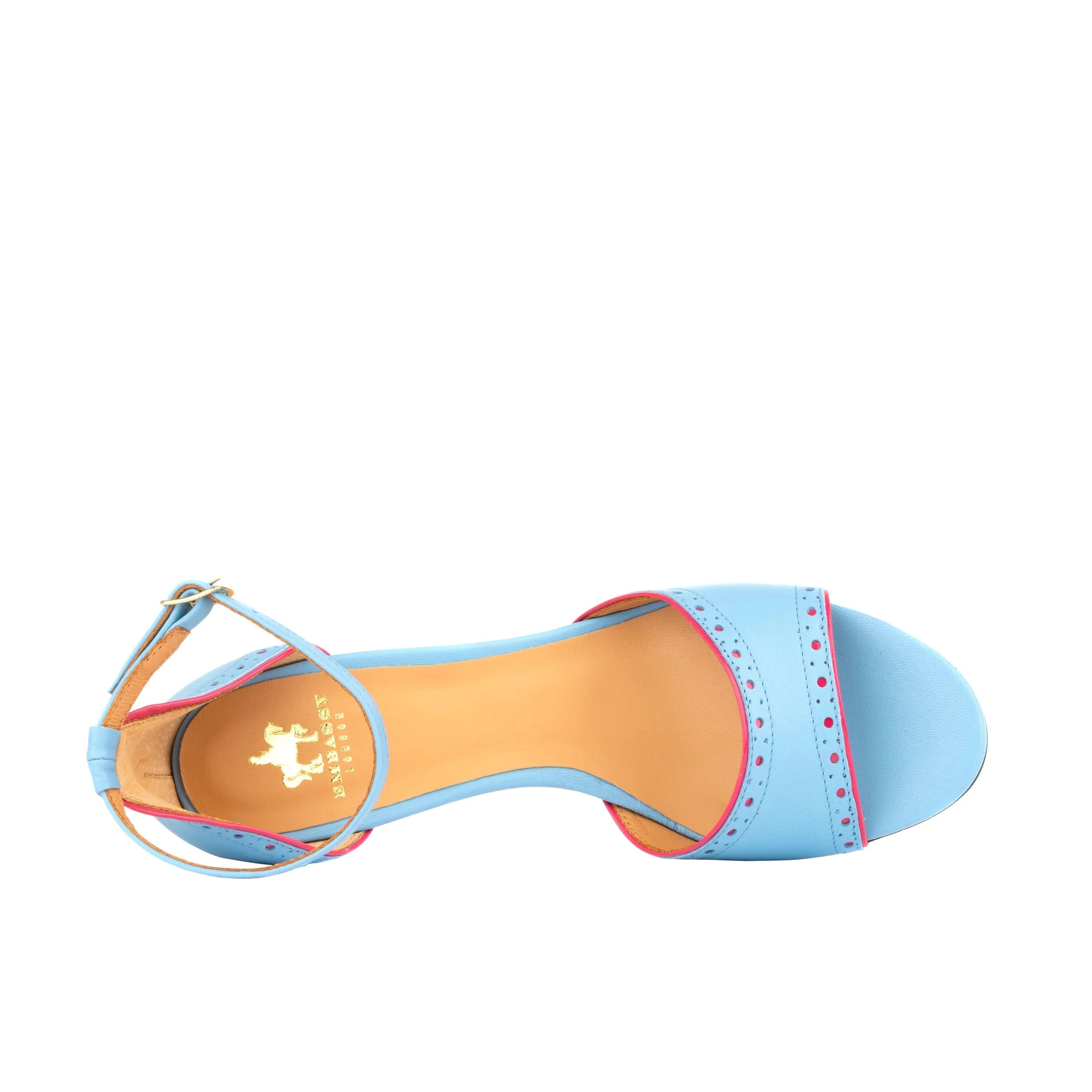 Croupier - Light Blue Pink - Women's 2 inch heel ankle strap leather sandal in sky blue - Image 6