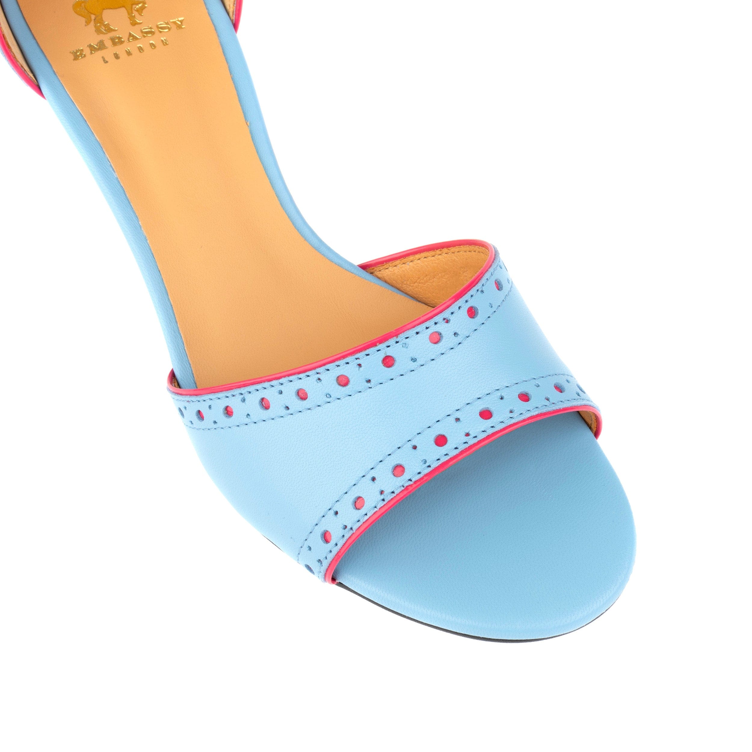 Croupier - Light Blue Pink - Women's 2 inch heel ankle strap leather sandal in sky blue - Image 7
