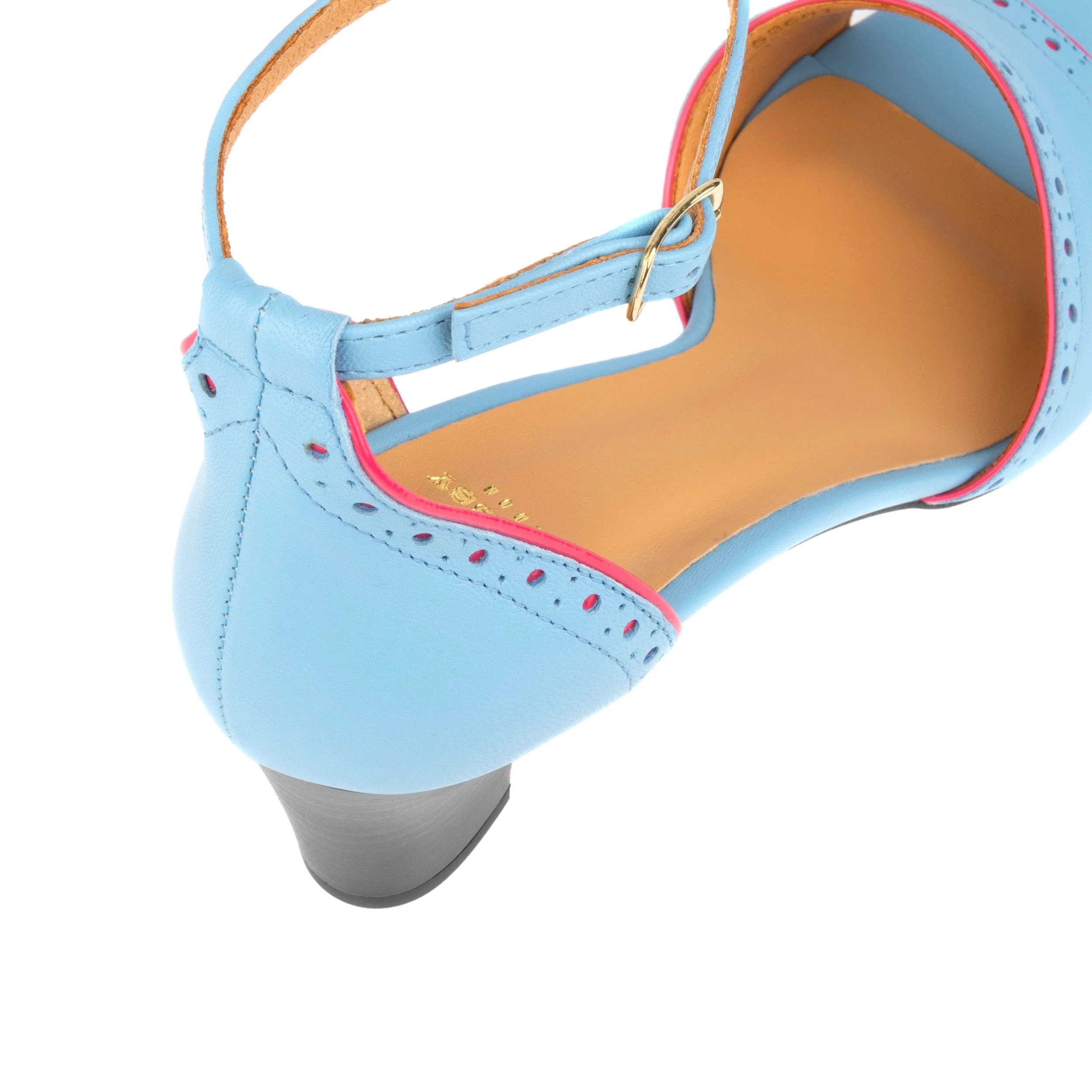Croupier - Light Blue Pink - Women's 2 inch heel ankle strap leather sandal in sky blue - Image 8