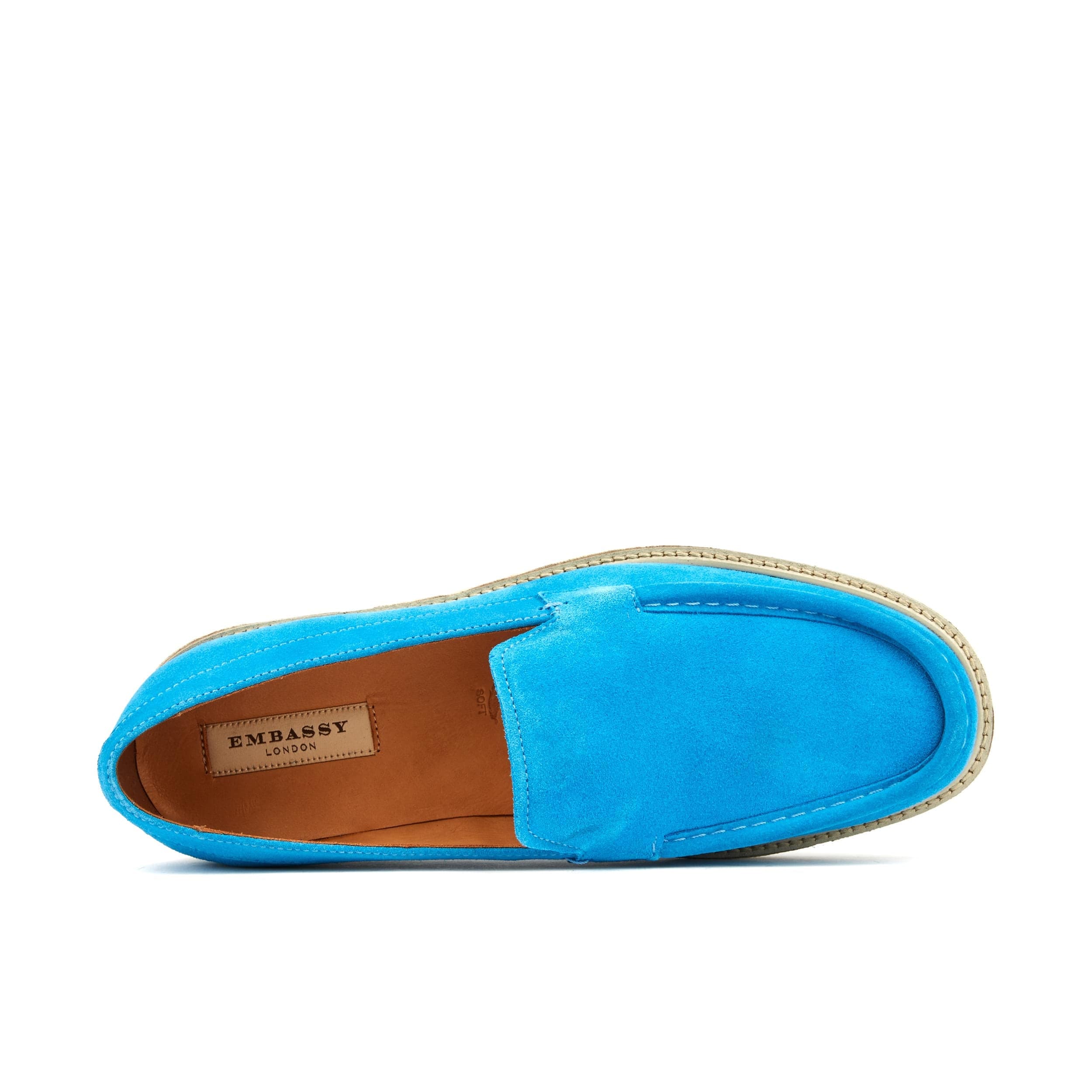 Cruz - Sky Blue - Men's blue suede leather casual slip on with soft insoles - Image 5