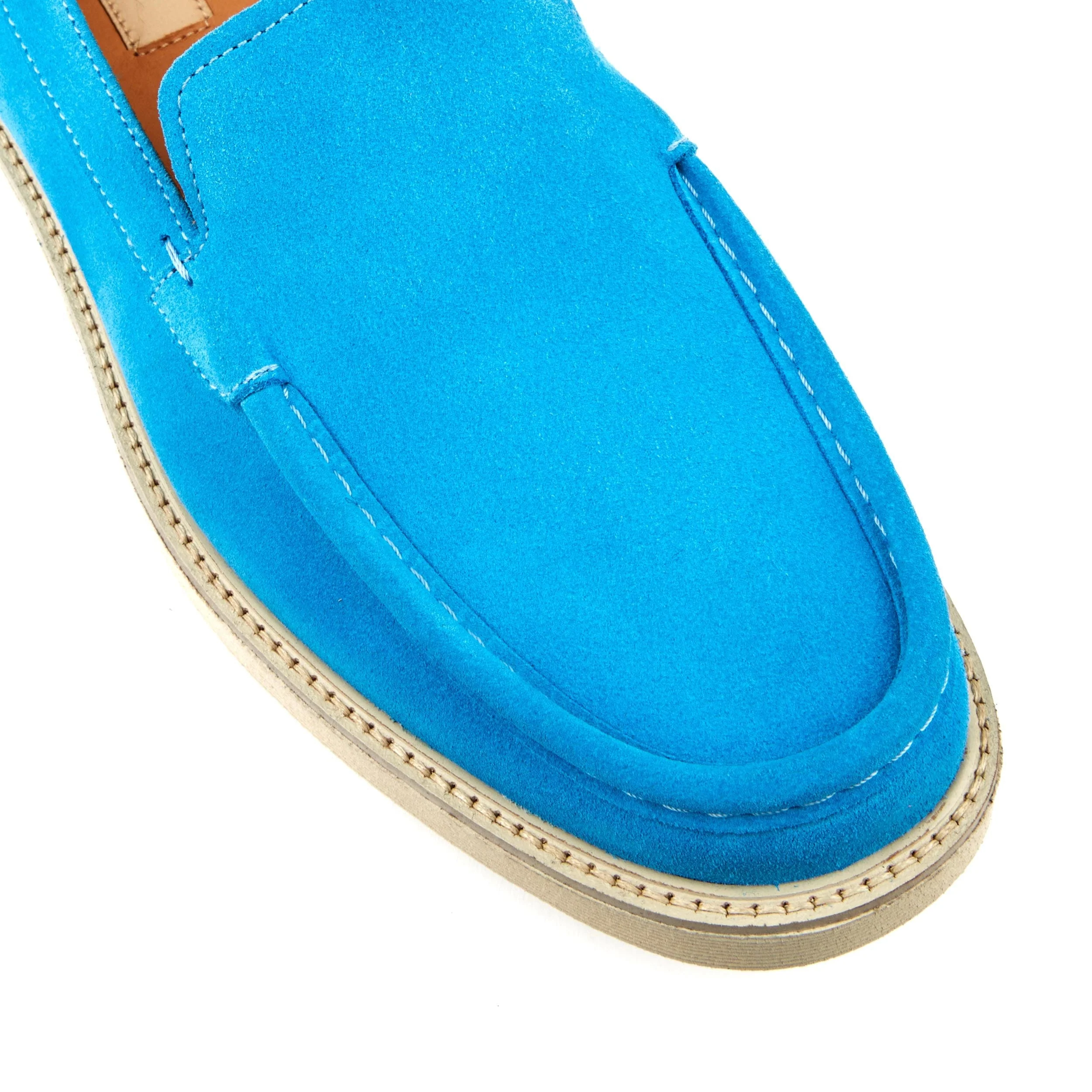 Cruz - Sky Blue - Men's blue suede leather casual slip on with soft insoles - Image 6