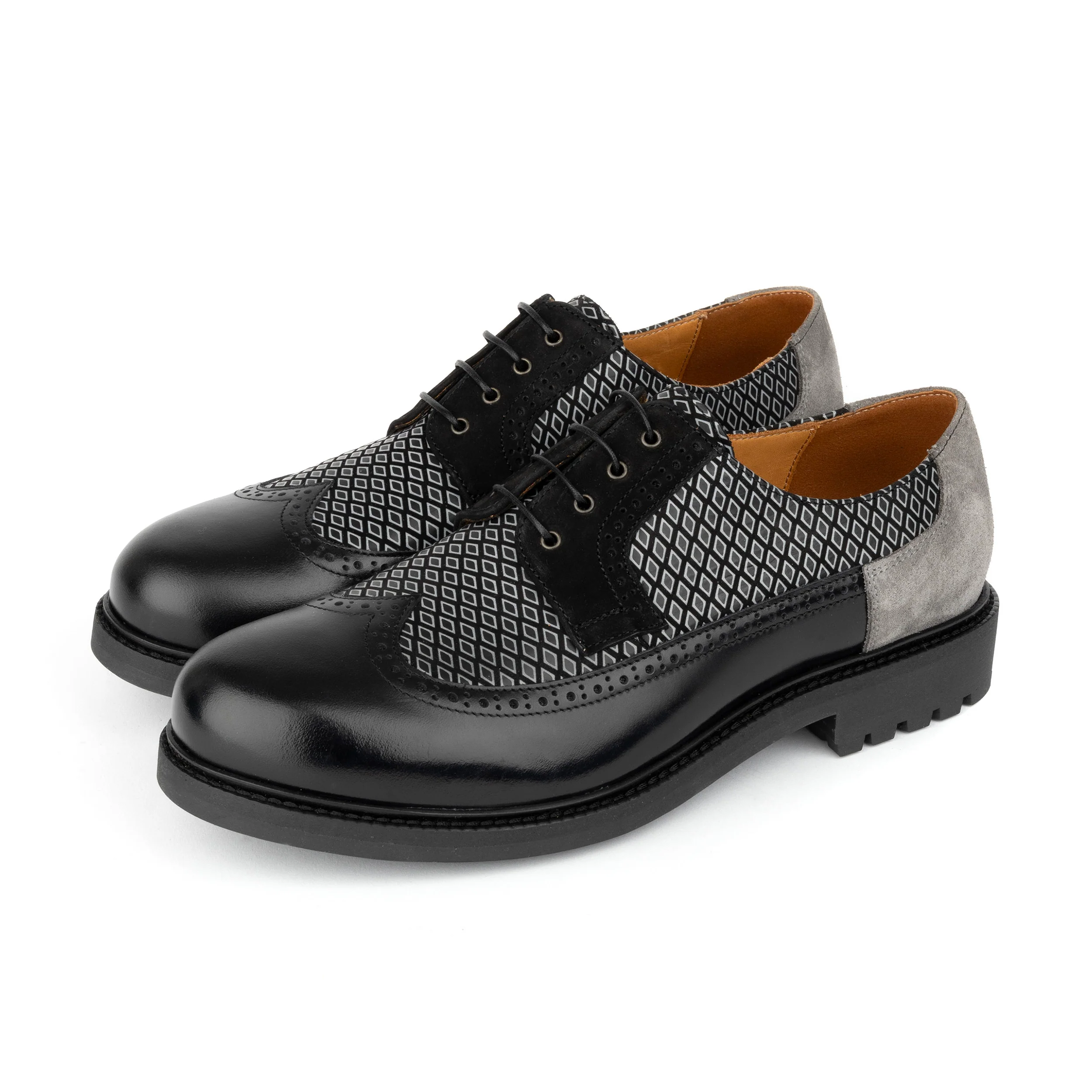Cyclone - Black Diamonds - Men's chunky sole leather shoe - Image 10