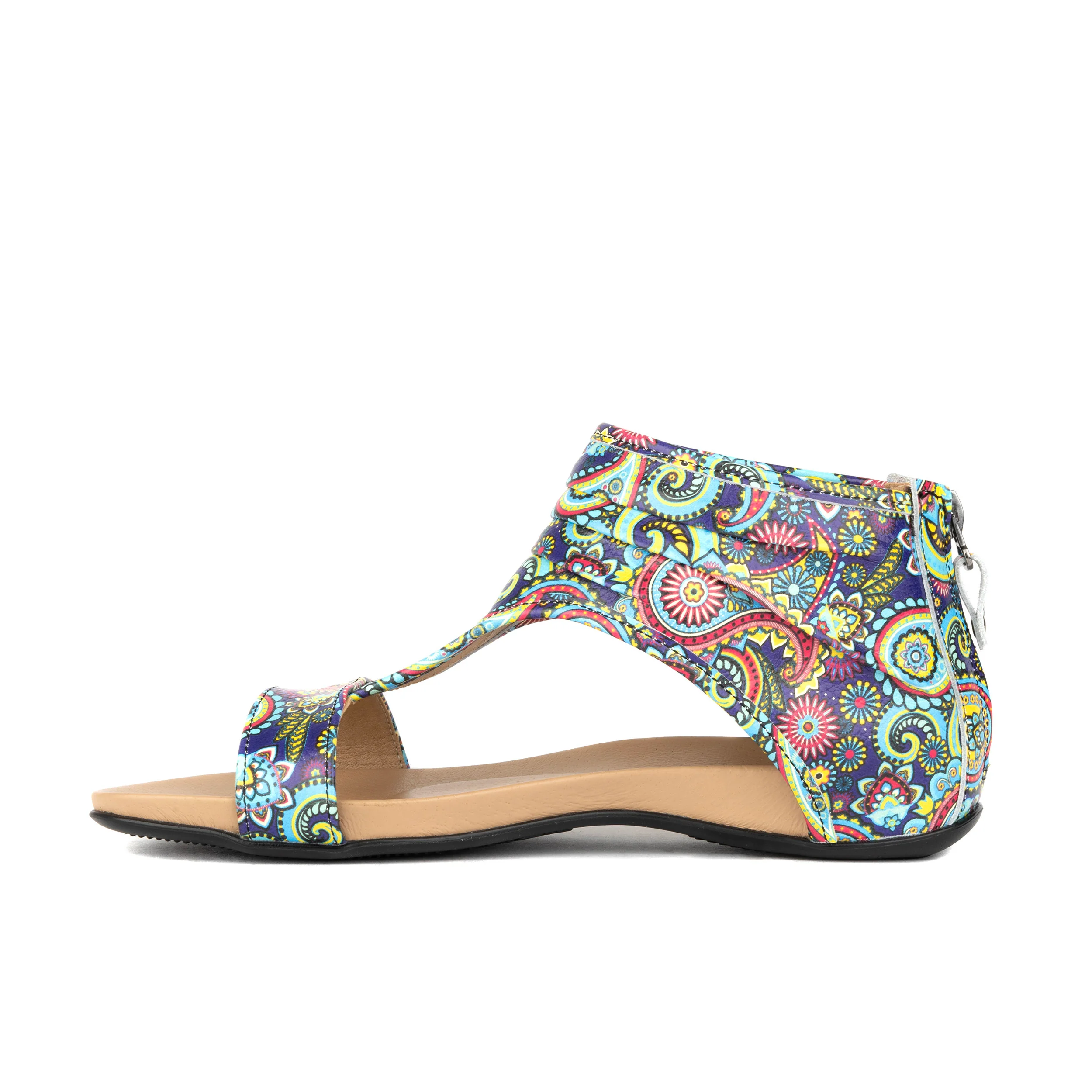 Downtown - Festival Blue - Women's flat T-bar sandal with covered heel - Image 3