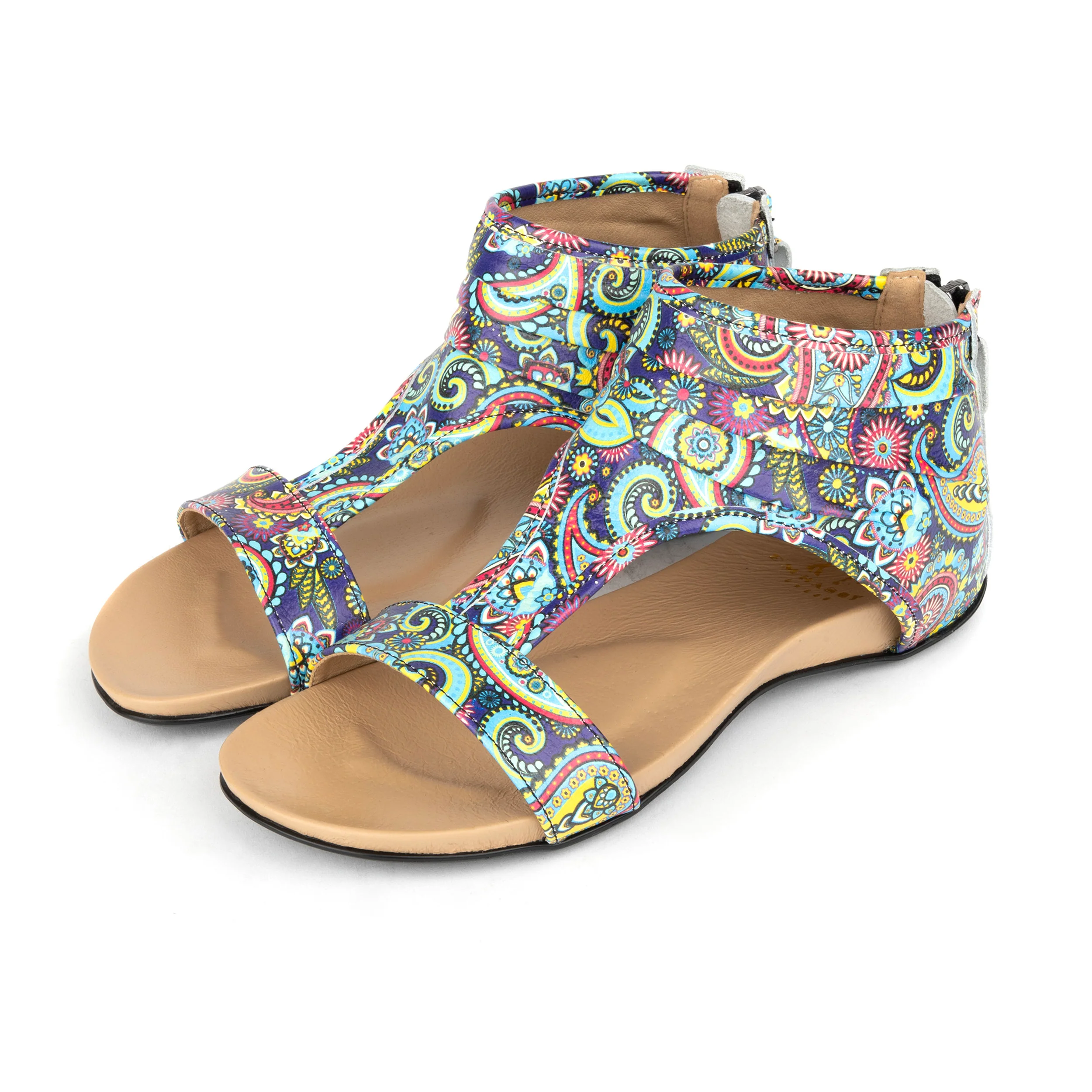 Downtown - Festival Blue - Women's flat T-bar sandal with covered heel - Image 9