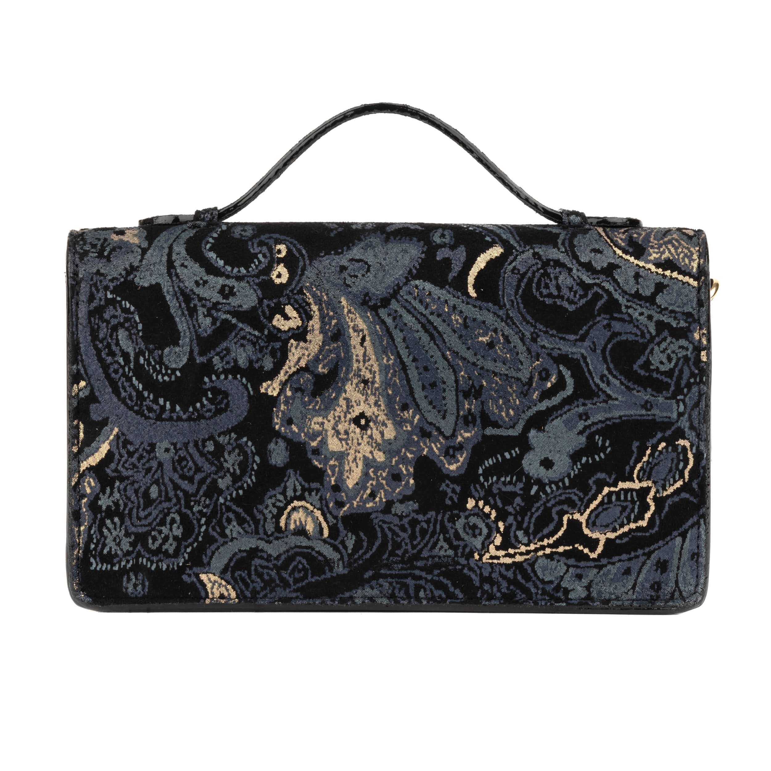 Envy - Black & Grey & Gold - Women's leather flap clutch bag with strap - Image 3