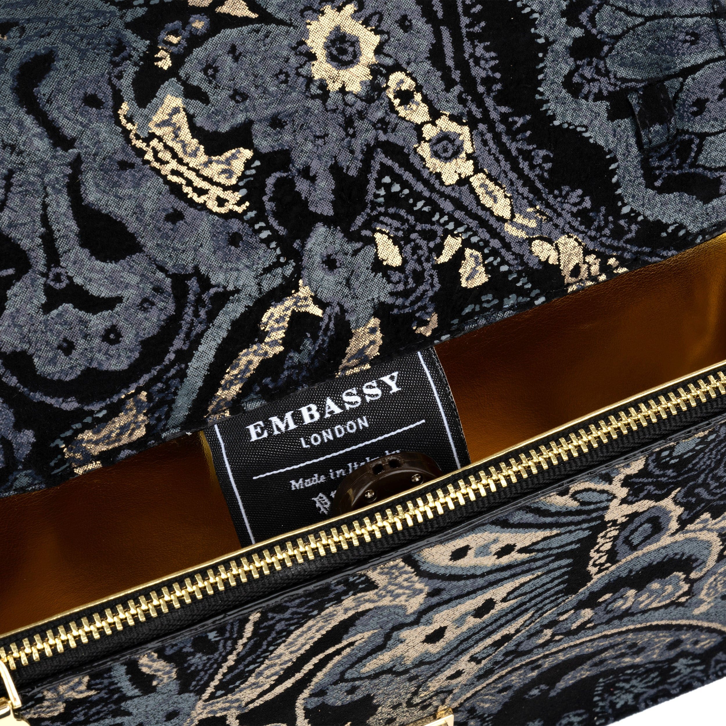 Envy - Black & Grey & Gold - Women's leather flap clutch bag with strap - Image 4