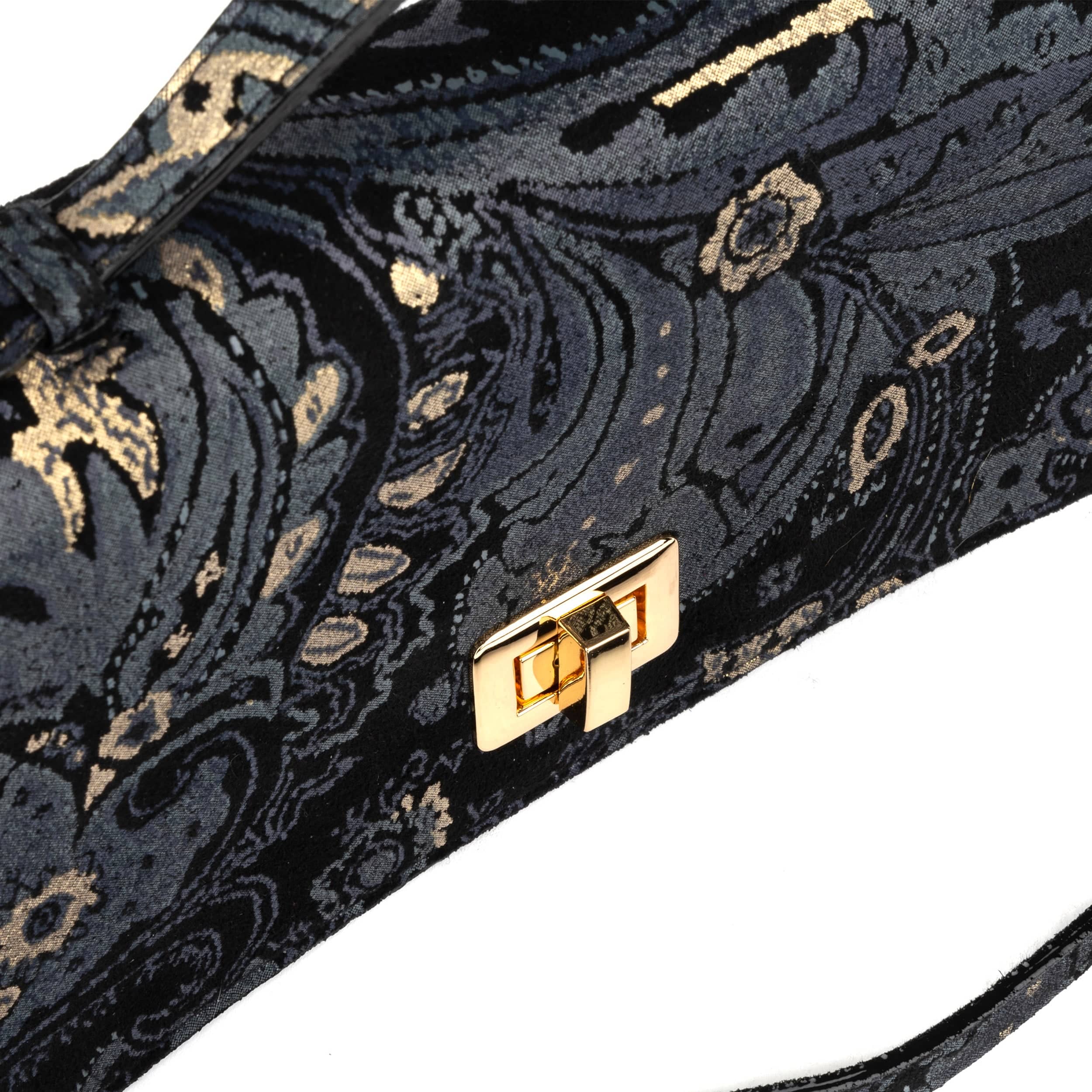 Envy - Black & Grey & Gold - Women's leather flap clutch bag with strap - Image 5